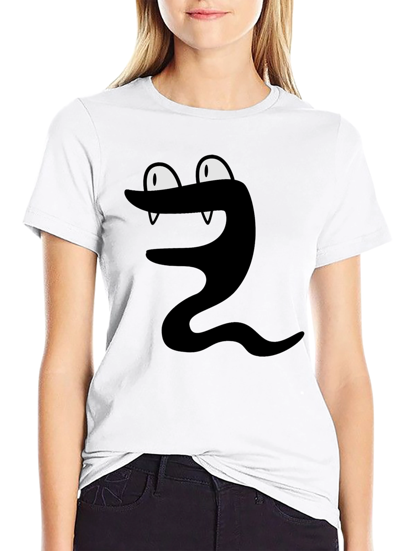 Black Snake Cartoon Graphic T-Shirt