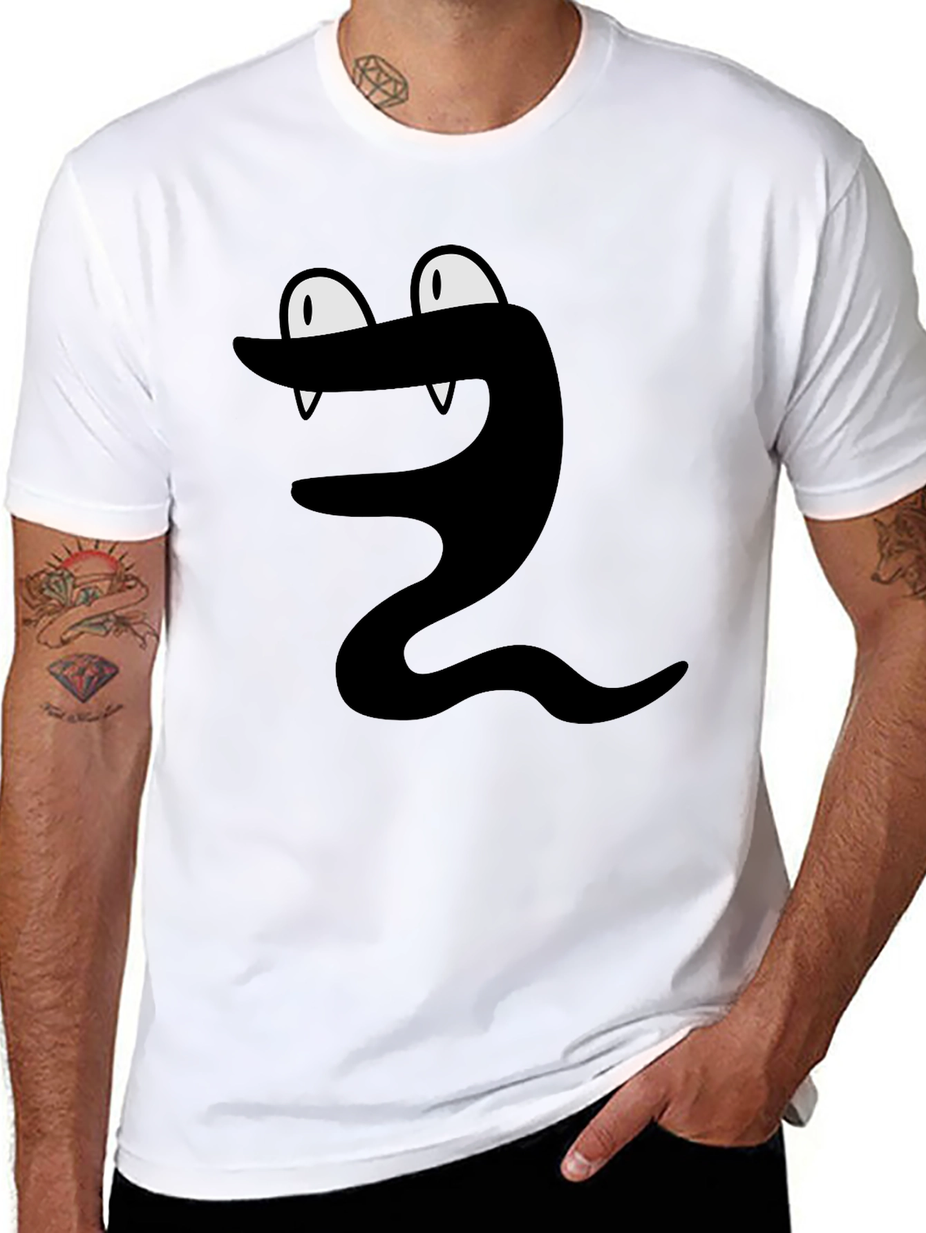 Black Snake Cartoon Graphic T-Shirt