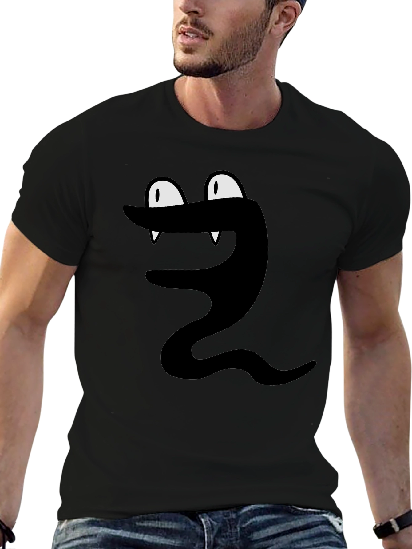 Black Snake Cartoon Graphic T-Shirt