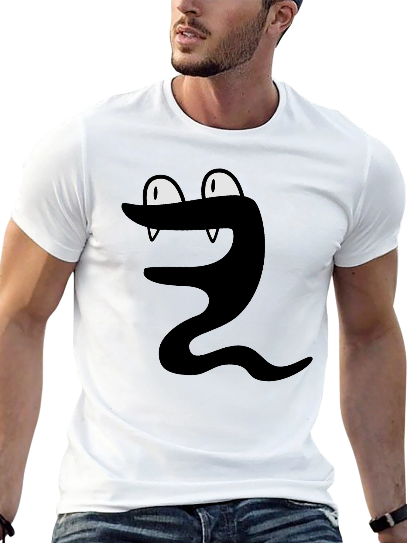 Black Snake Cartoon Graphic T-Shirt