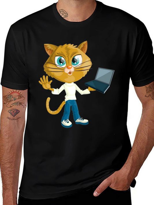 Cat Laptop T-Shirt: Funny Graphic Tee for Cat Lovers