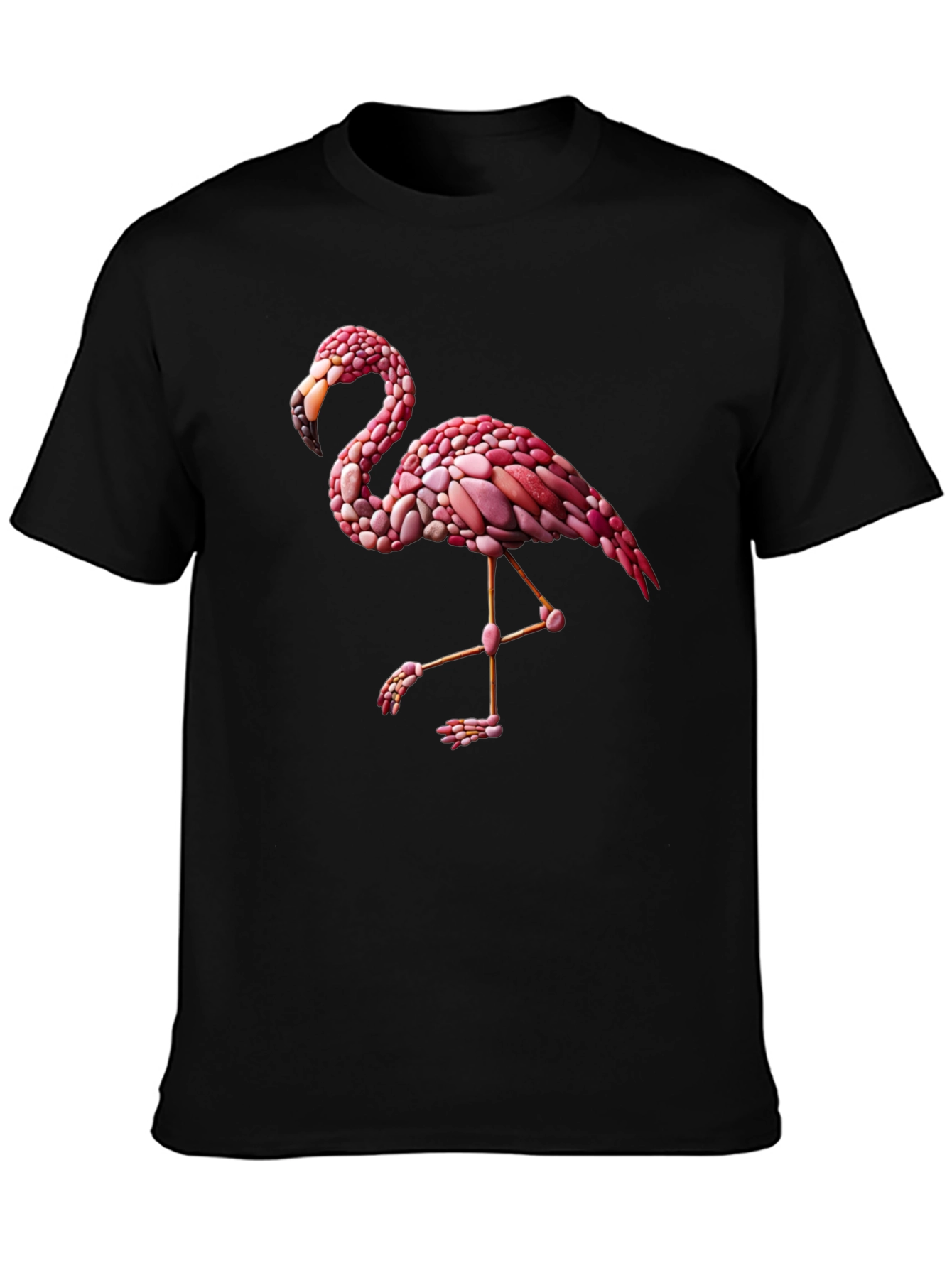 Flamingo Graphic Tee - Black Cotton Blend Casual Shirt