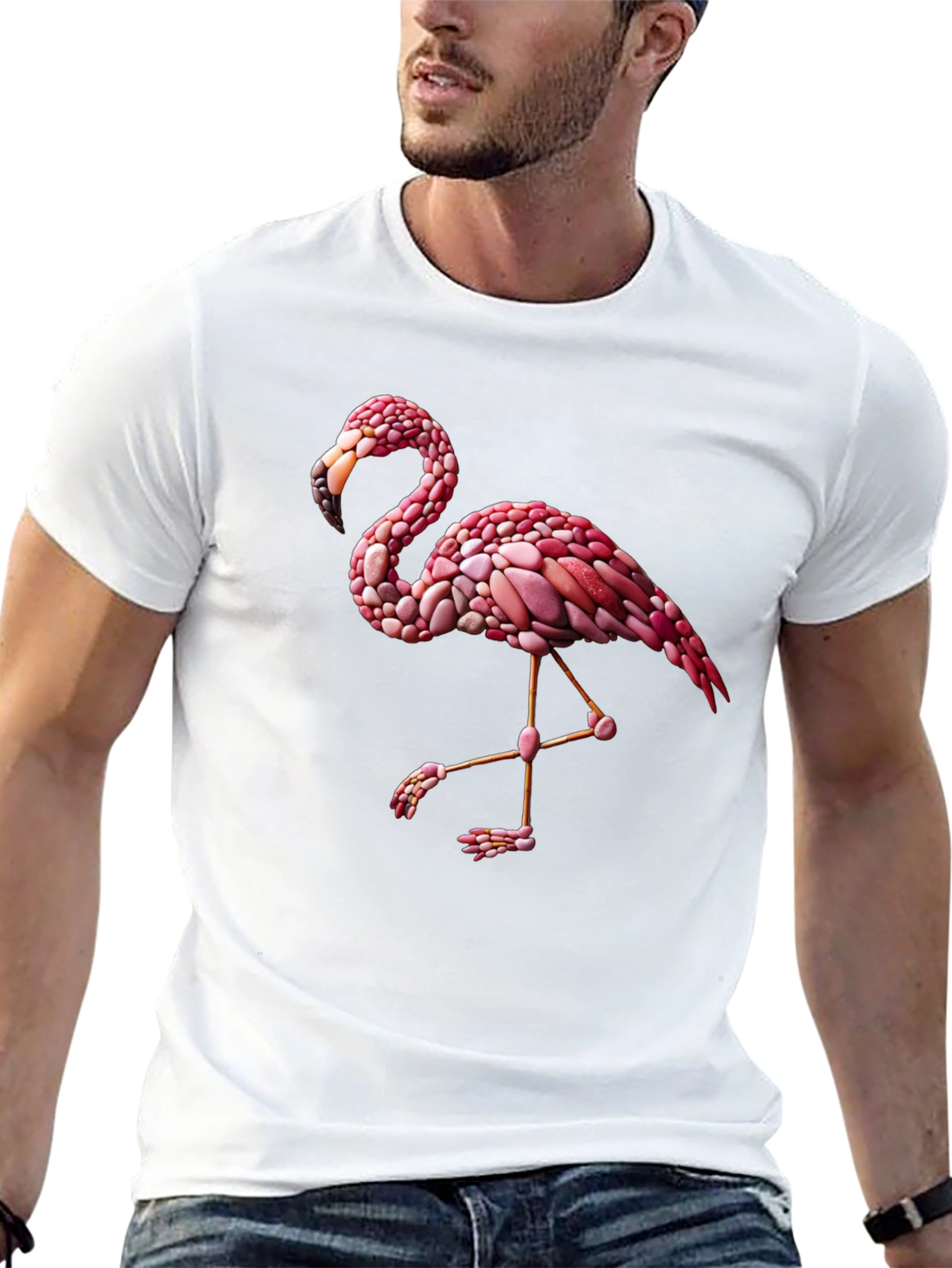 Flamingo Graphic Tee - Black Cotton Blend Casual Shirt
