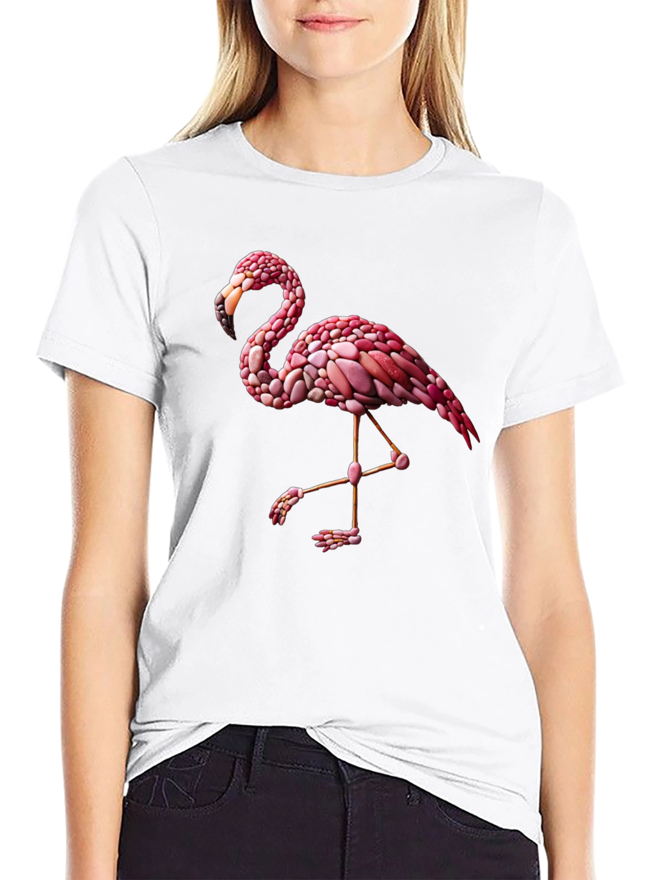 Flamingo Graphic Tee - Black Cotton Blend Casual Shirt