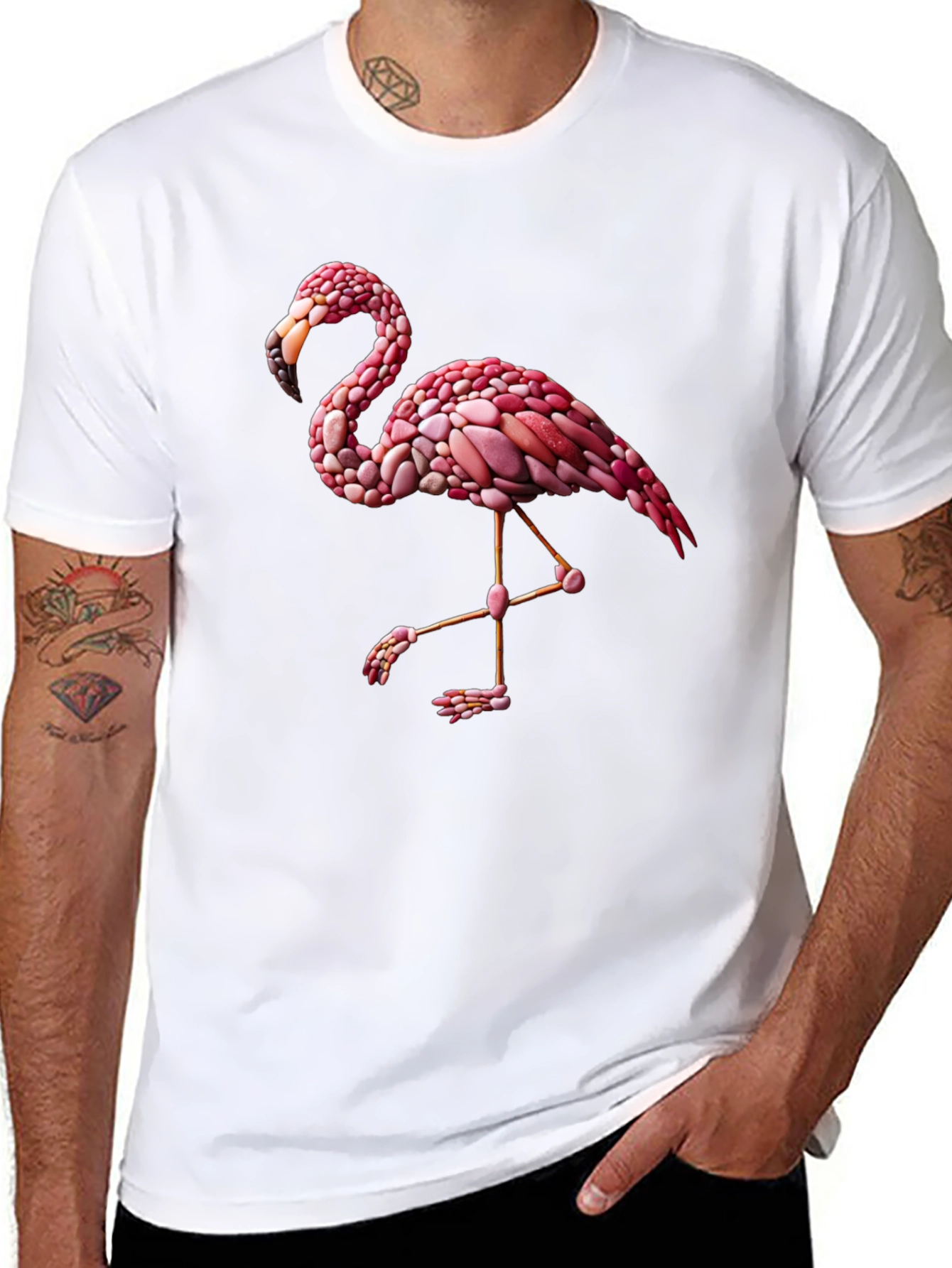 Flamingo Graphic Tee - Black Cotton Blend Casual Shirt