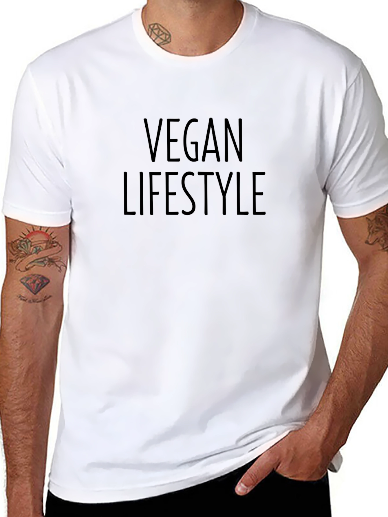 Vegan Lifestyle T-Shirt - Black Crew Neck