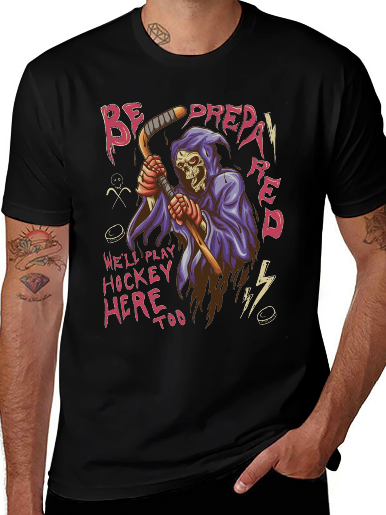 Hockey Grim Reaper Graphic T-Shirt