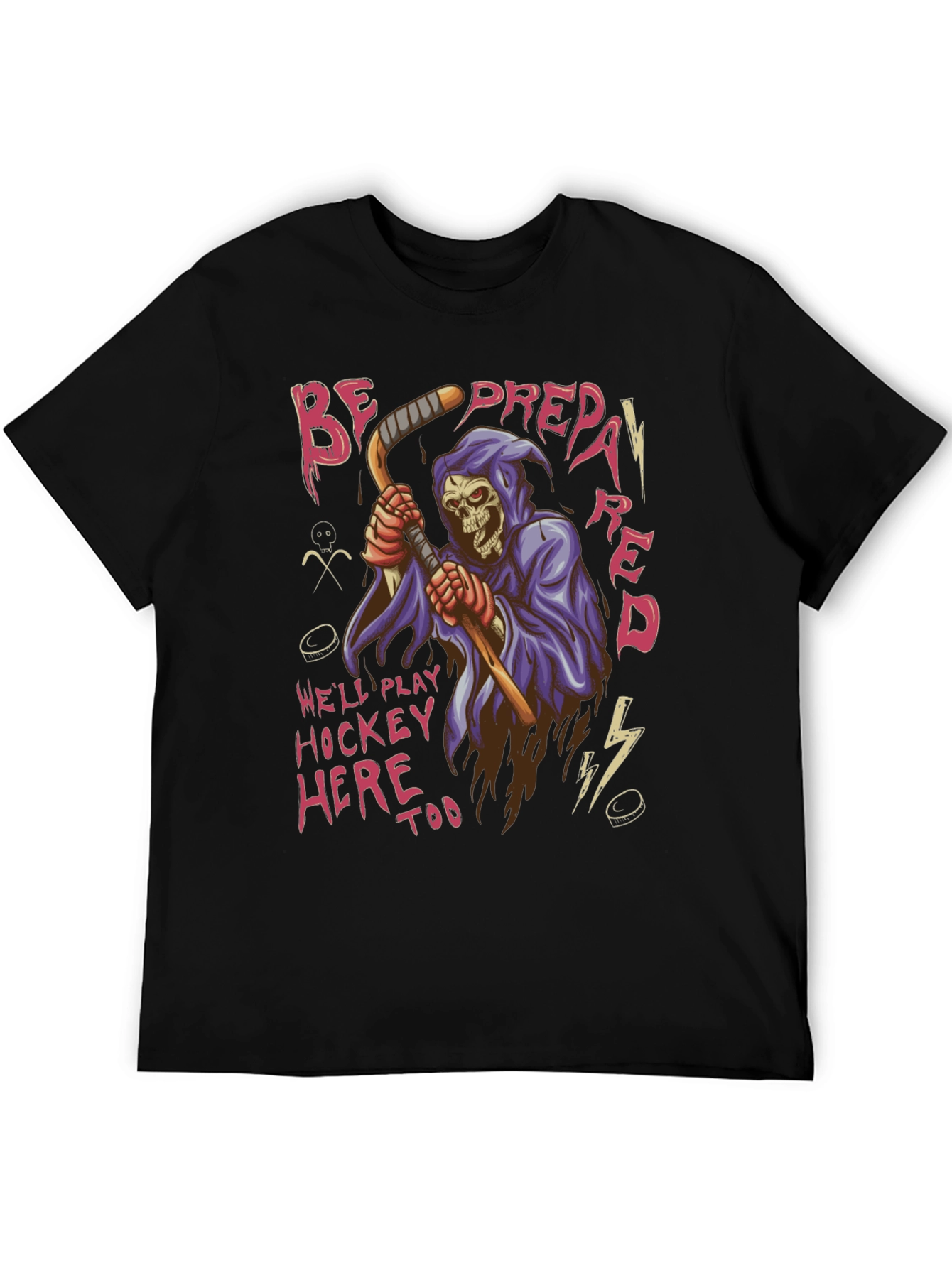 Hockey Grim Reaper Graphic T-Shirt