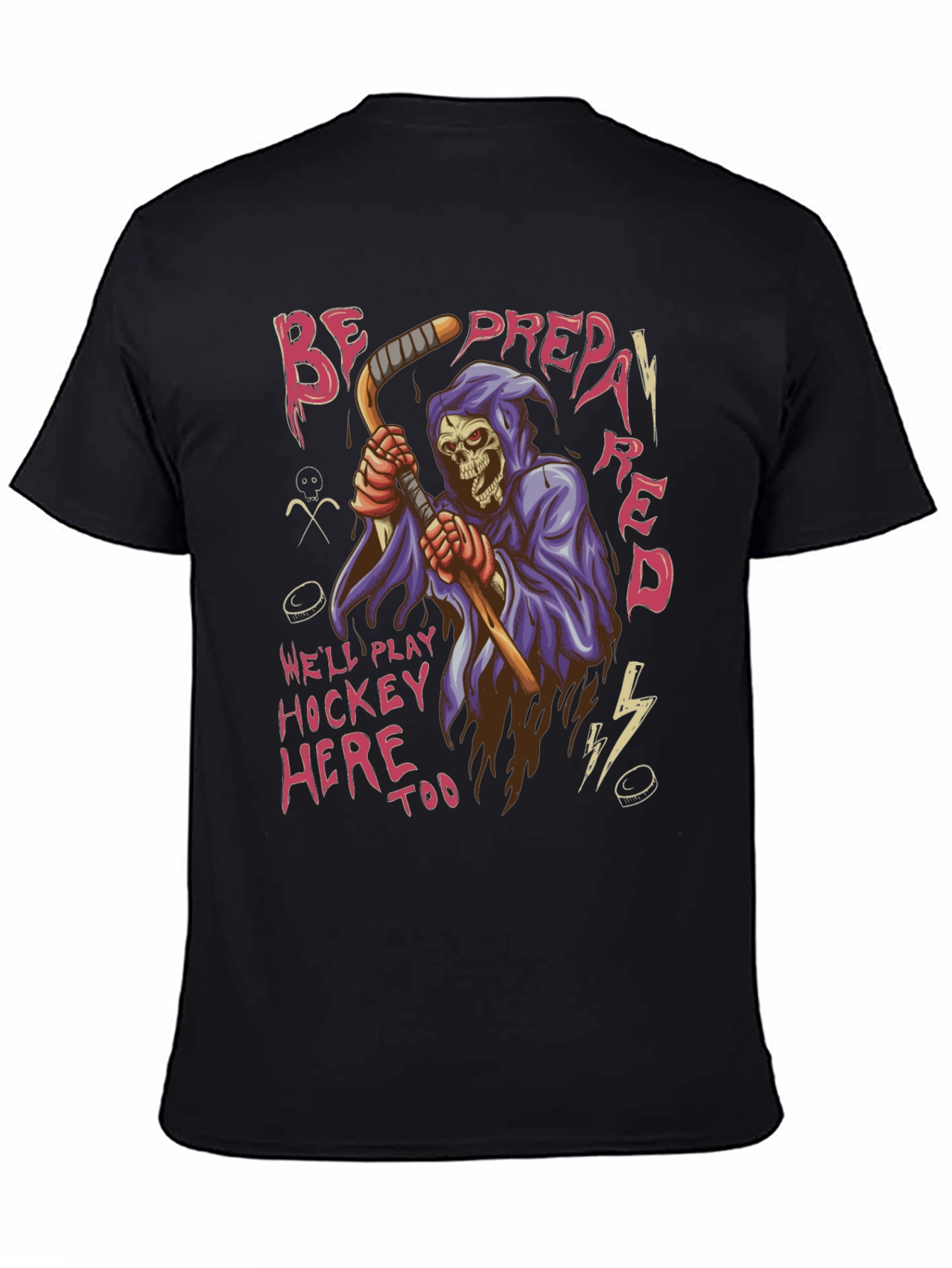 Hockey Grim Reaper Graphic T-Shirt