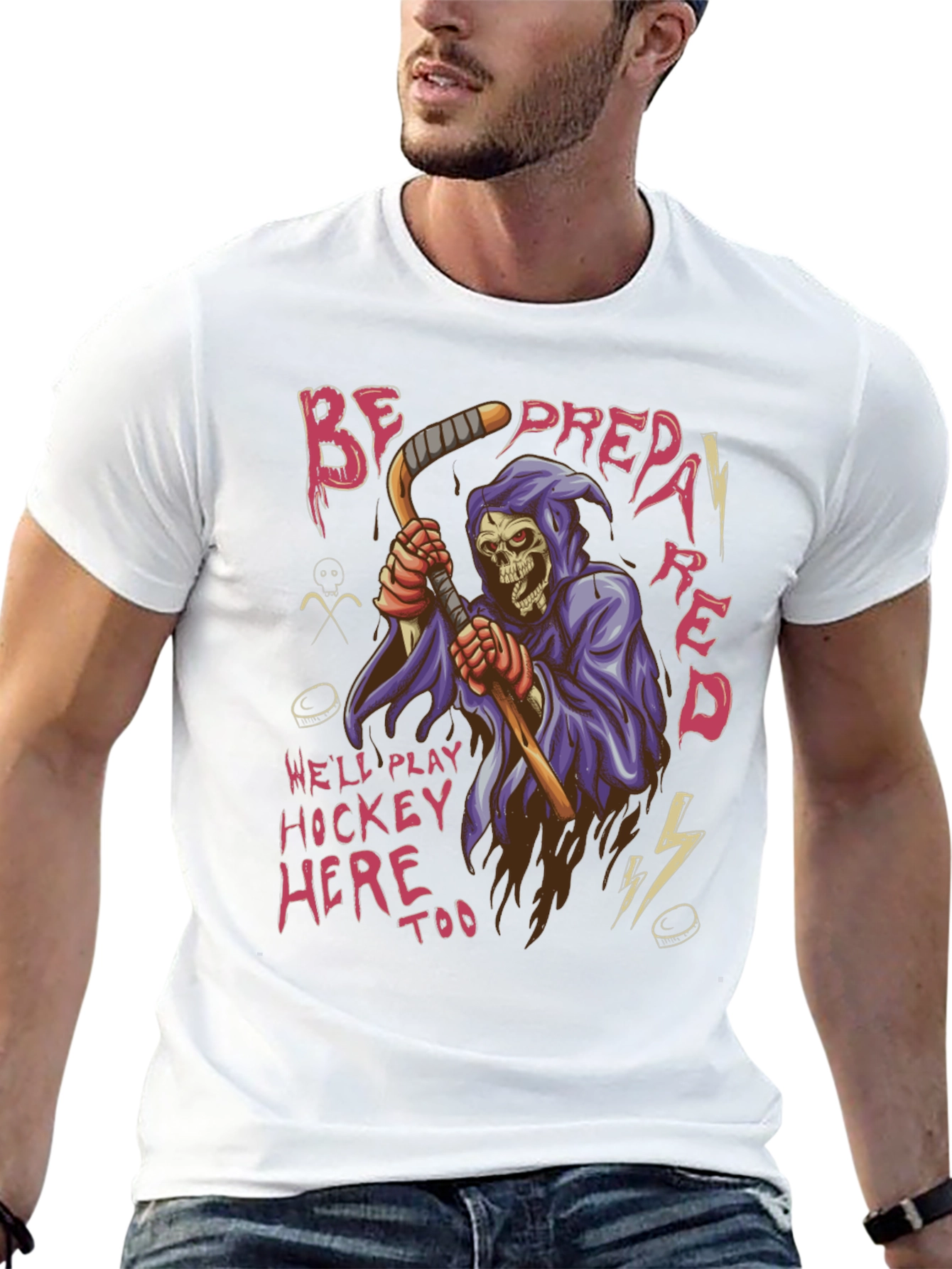 Hockey Grim Reaper Graphic T-Shirt