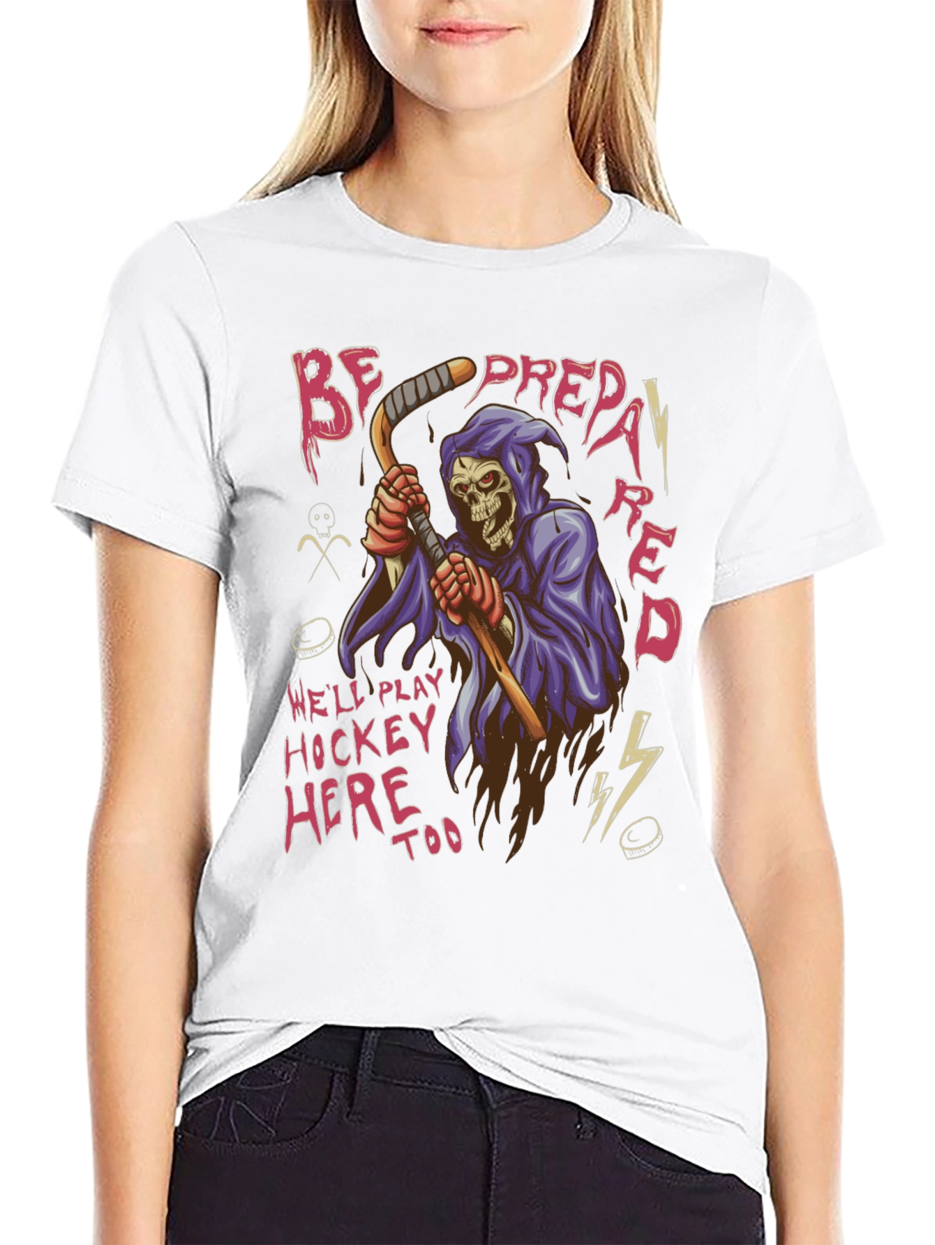 Hockey Grim Reaper Graphic T-Shirt