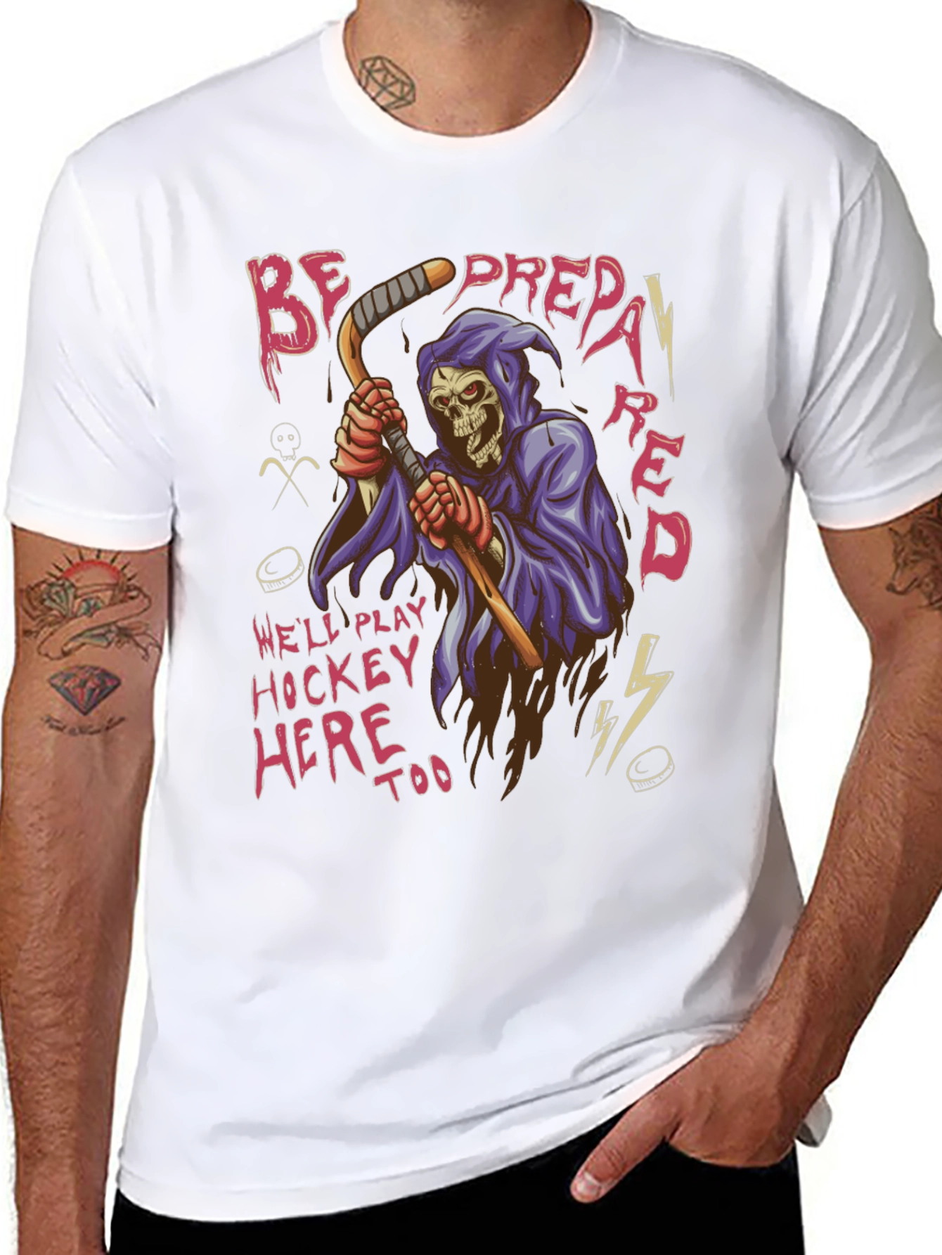 Hockey Grim Reaper Graphic T-Shirt