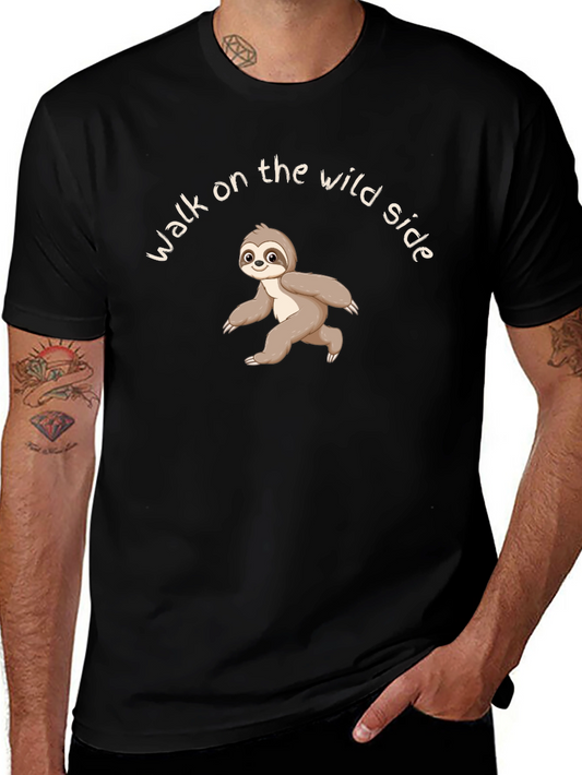 Sloth Wild Side Graphic Tee - Black Cotton Comfort