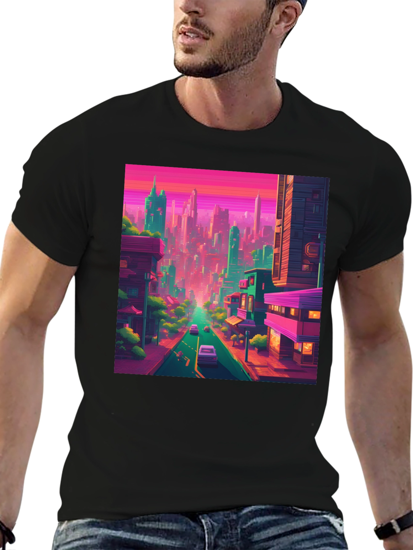 Retro Cityscape Tee - Vibrant Urban Style
