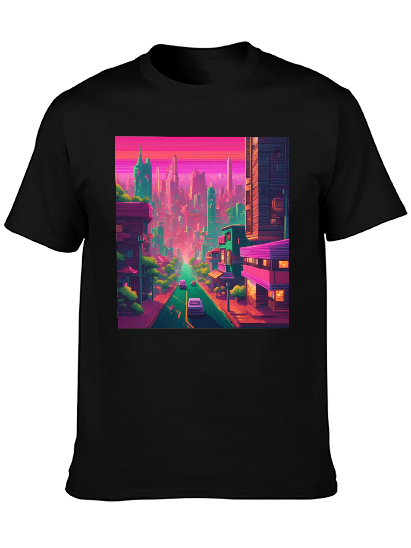 Retro Cityscape Tee - Vibrant Urban Style