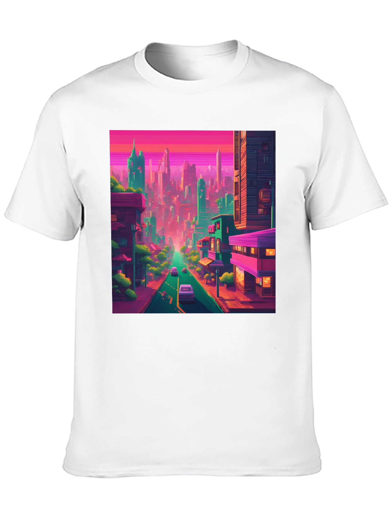 Retro Cityscape Tee - Vibrant Urban Style