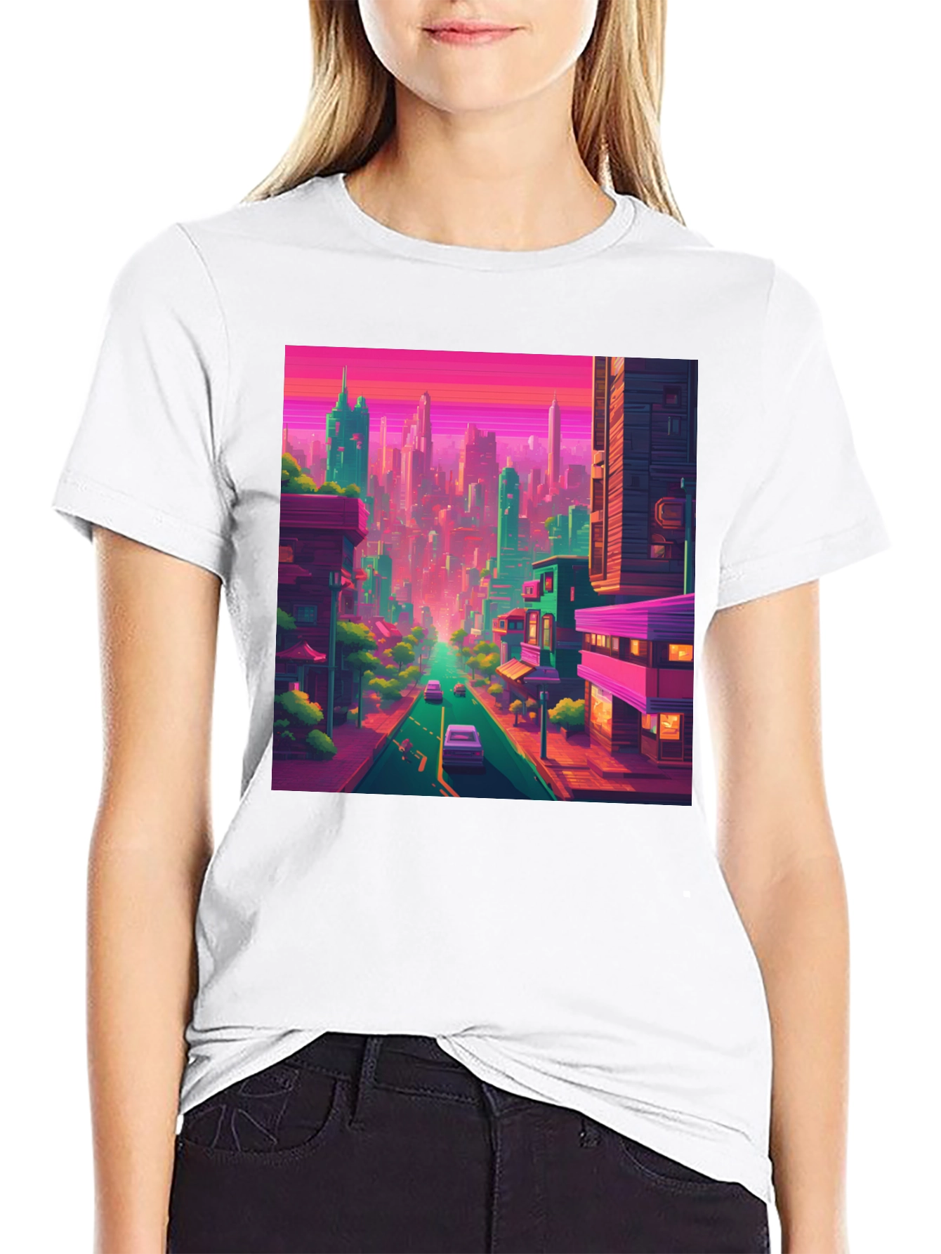 Retro Cityscape Tee - Vibrant Urban Style