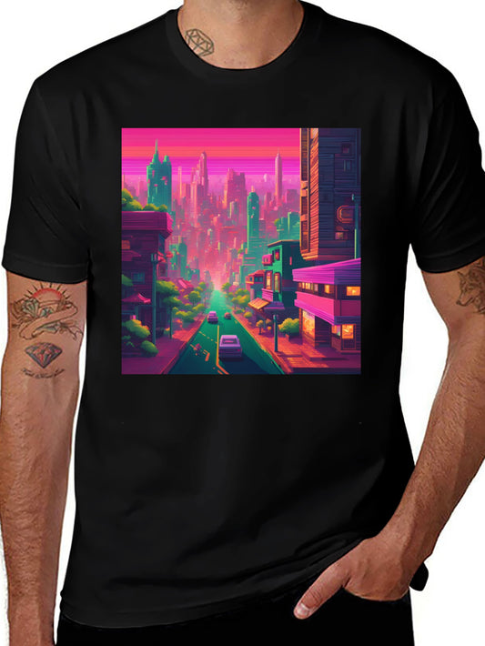 Retro Cityscape Tee - Vibrant Urban Style