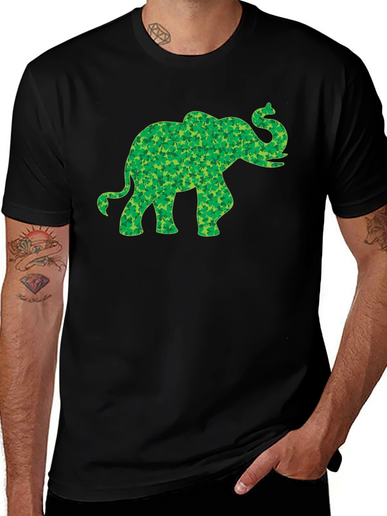 Clover Elephant T-Shirt - St. Patricks Day Luck