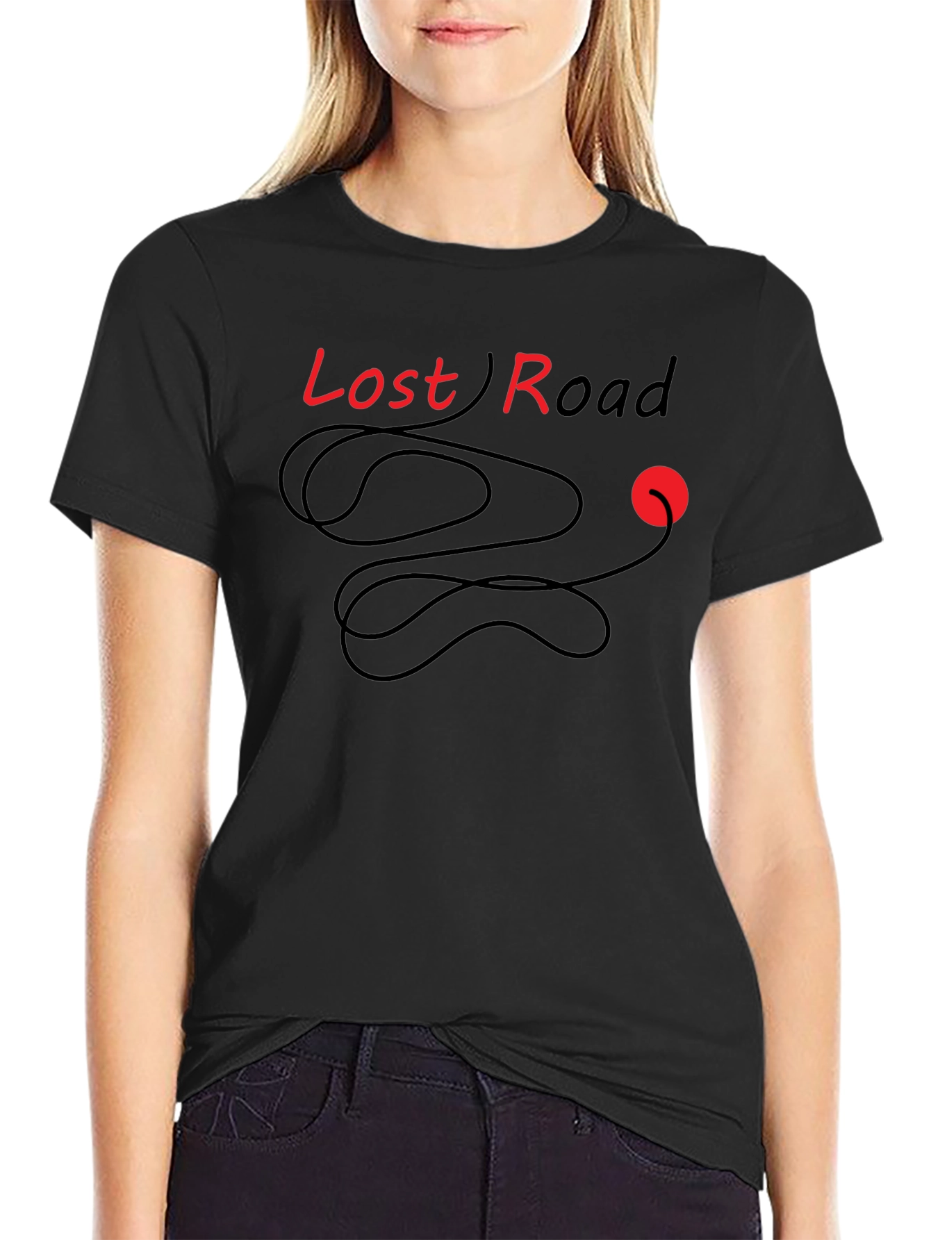 Lost Road Graphic Tee - Stylish Black Cotton T-Shirt
