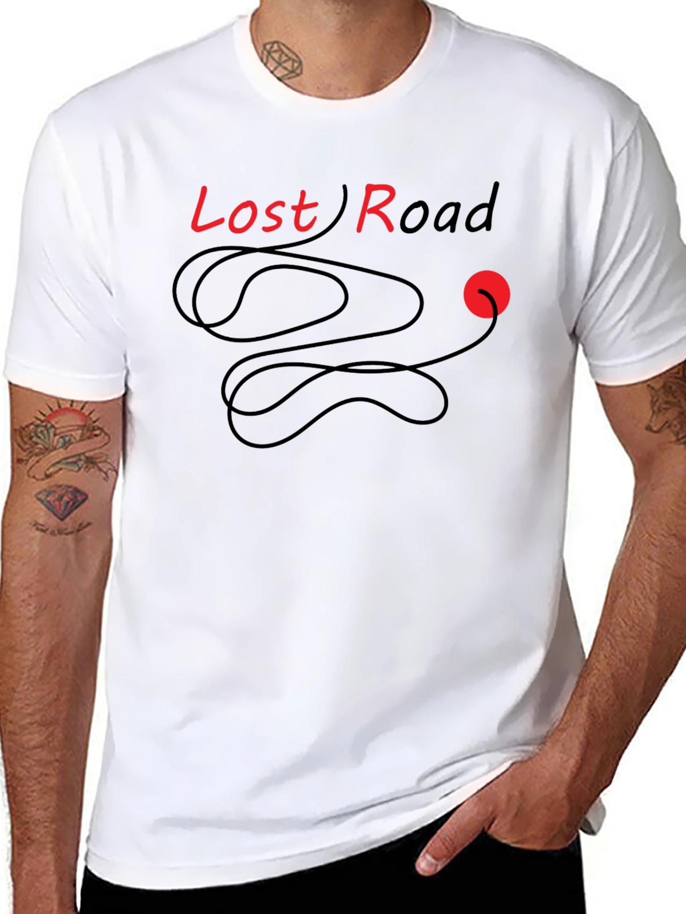 Lost Road Graphic Tee - Stylish Black Cotton T-Shirt
