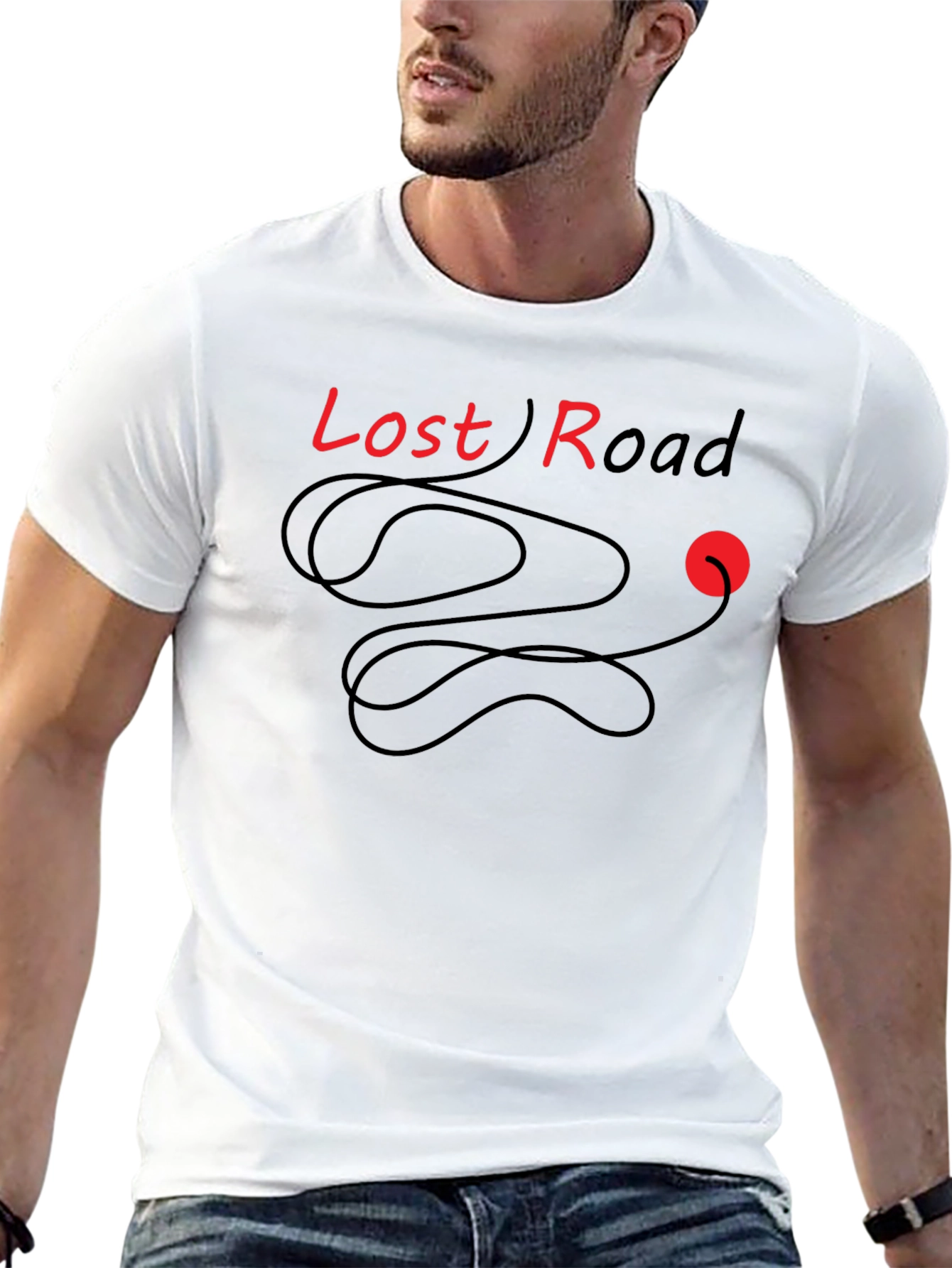 Lost Road Graphic Tee - Stylish Black Cotton T-Shirt