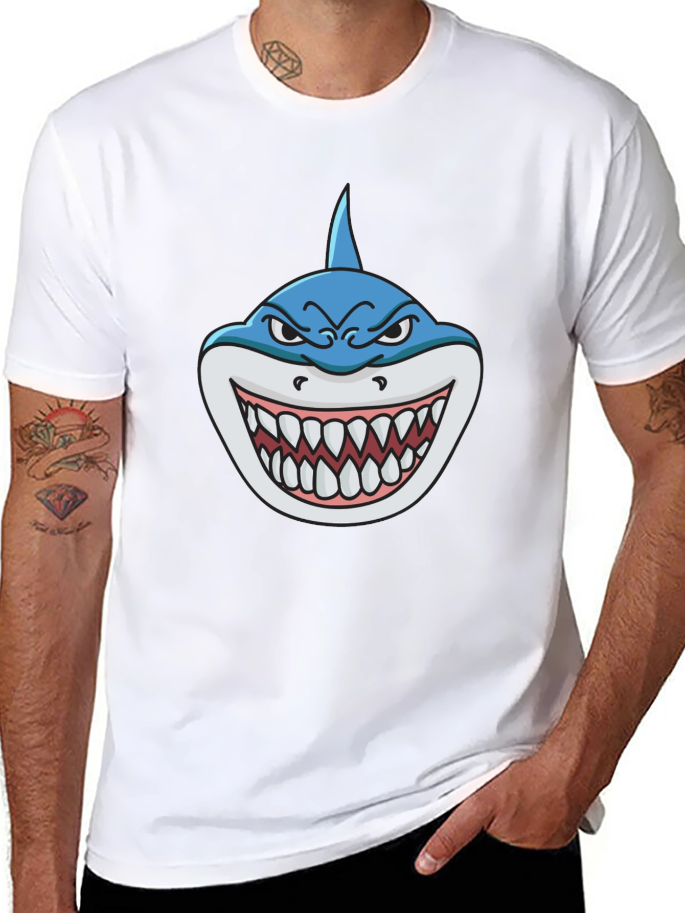 Shark Attack Graphic Tee - Mens Black T-Shirt