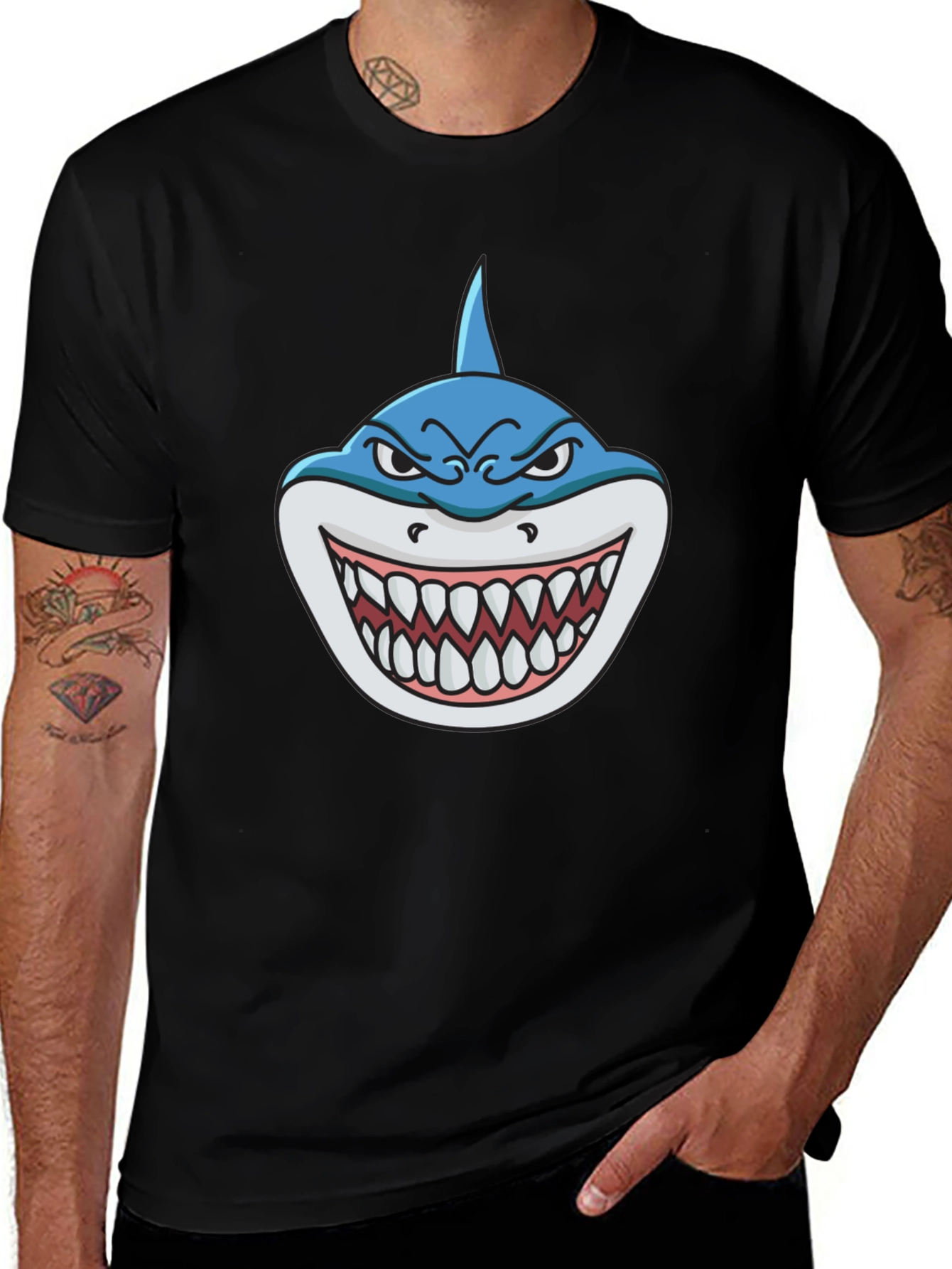 Shark Attack Graphic Tee - Mens Black T-Shirt