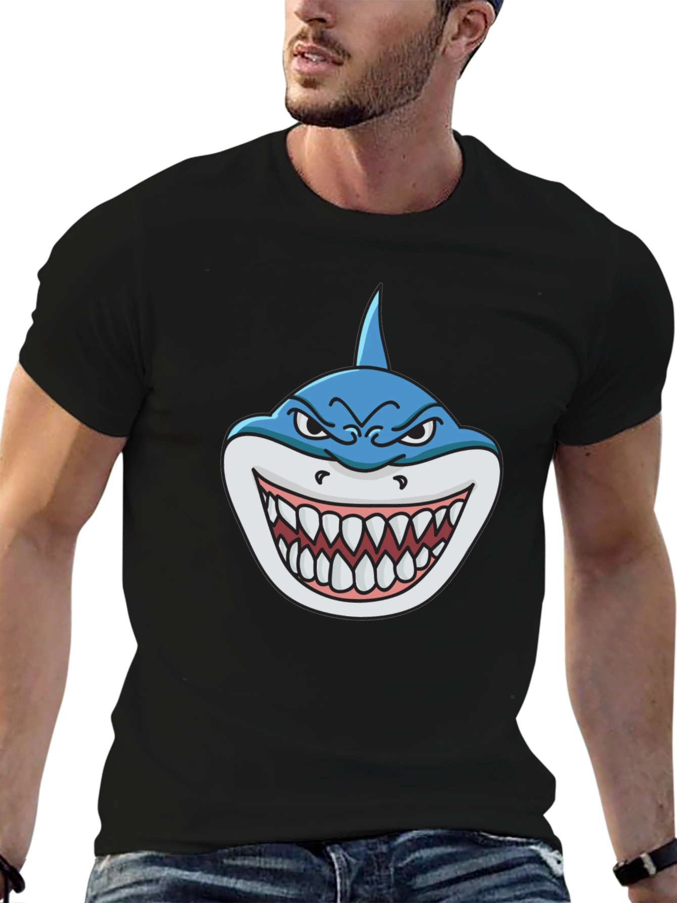 Shark Attack Graphic Tee - Mens Black T-Shirt