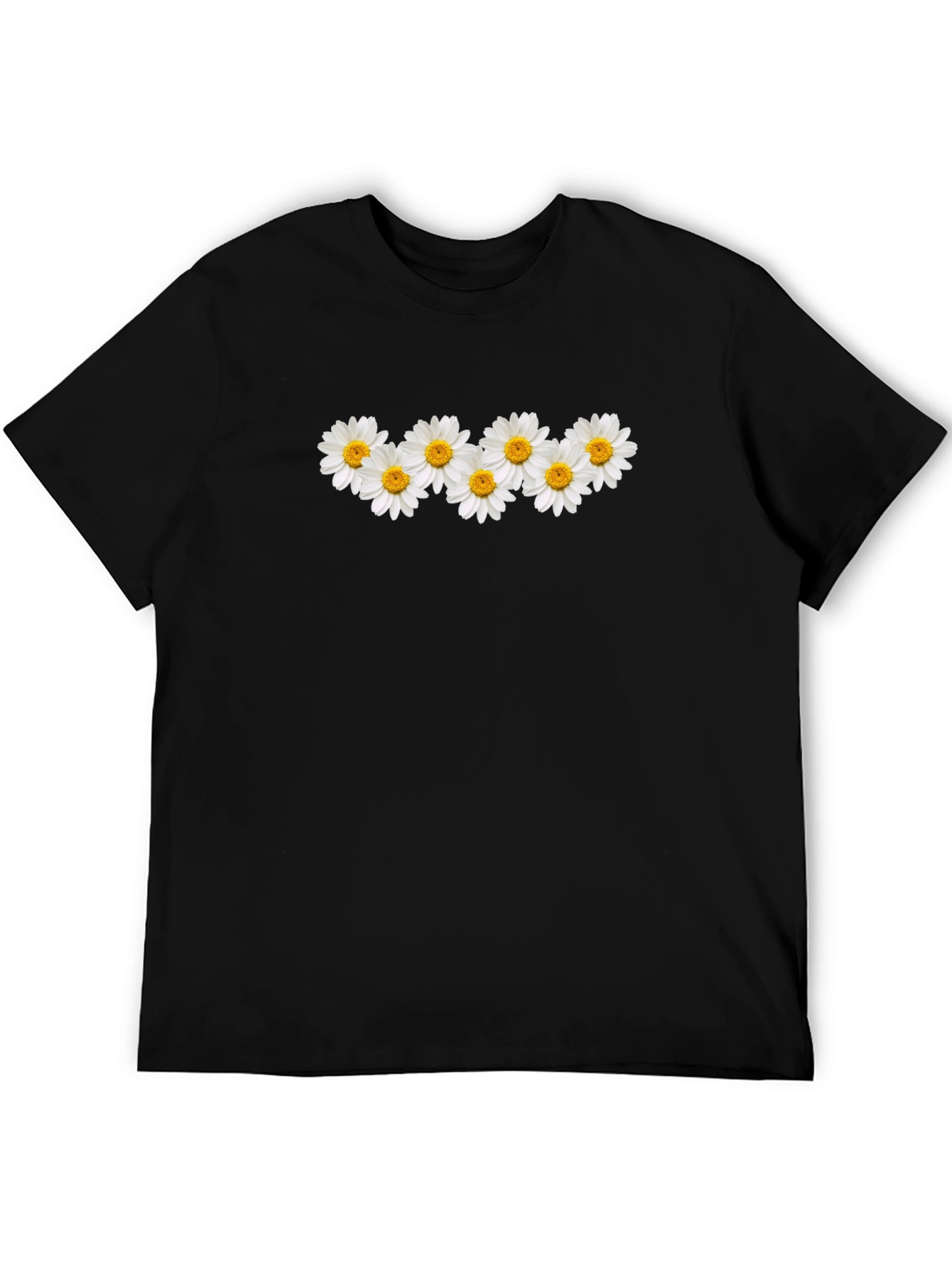 Daisy Flower Graphic Black T-Shirt