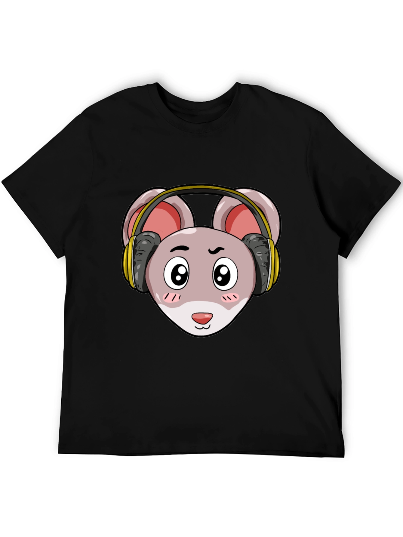 Cartoon Mouse T-Shirt with Headphones