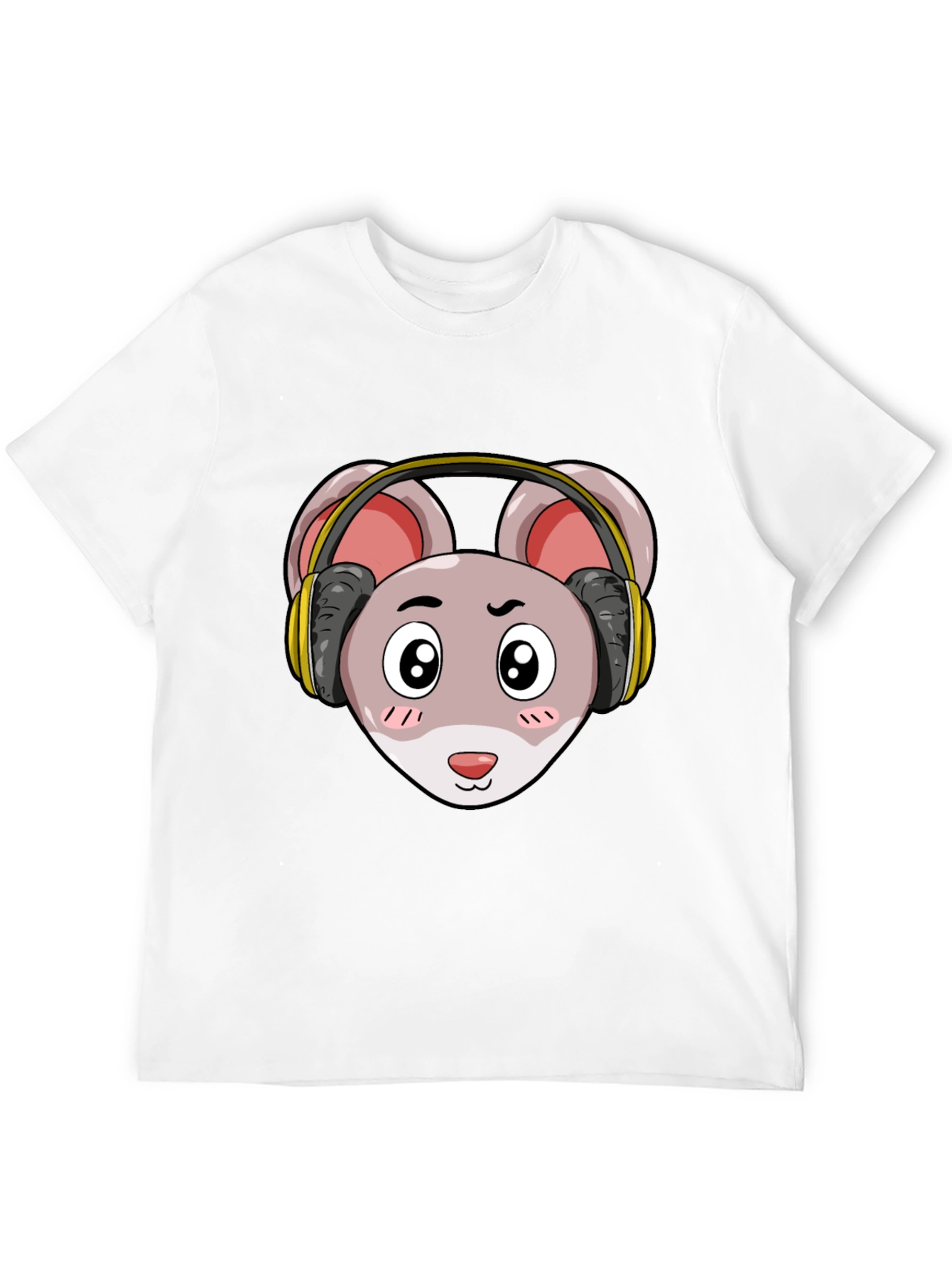 Cartoon Mouse T-Shirt with Headphones