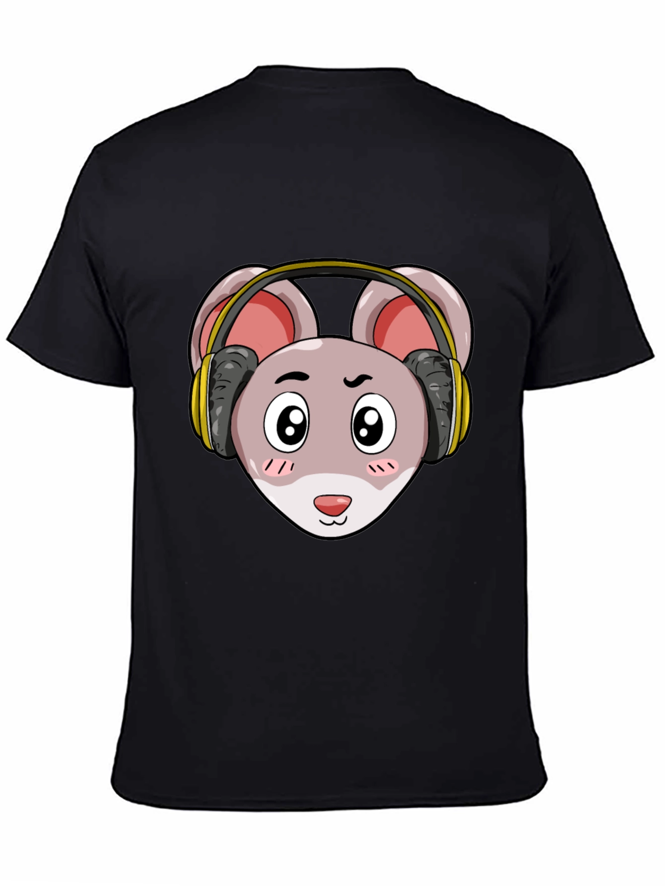 Cartoon Mouse T-Shirt with Headphones