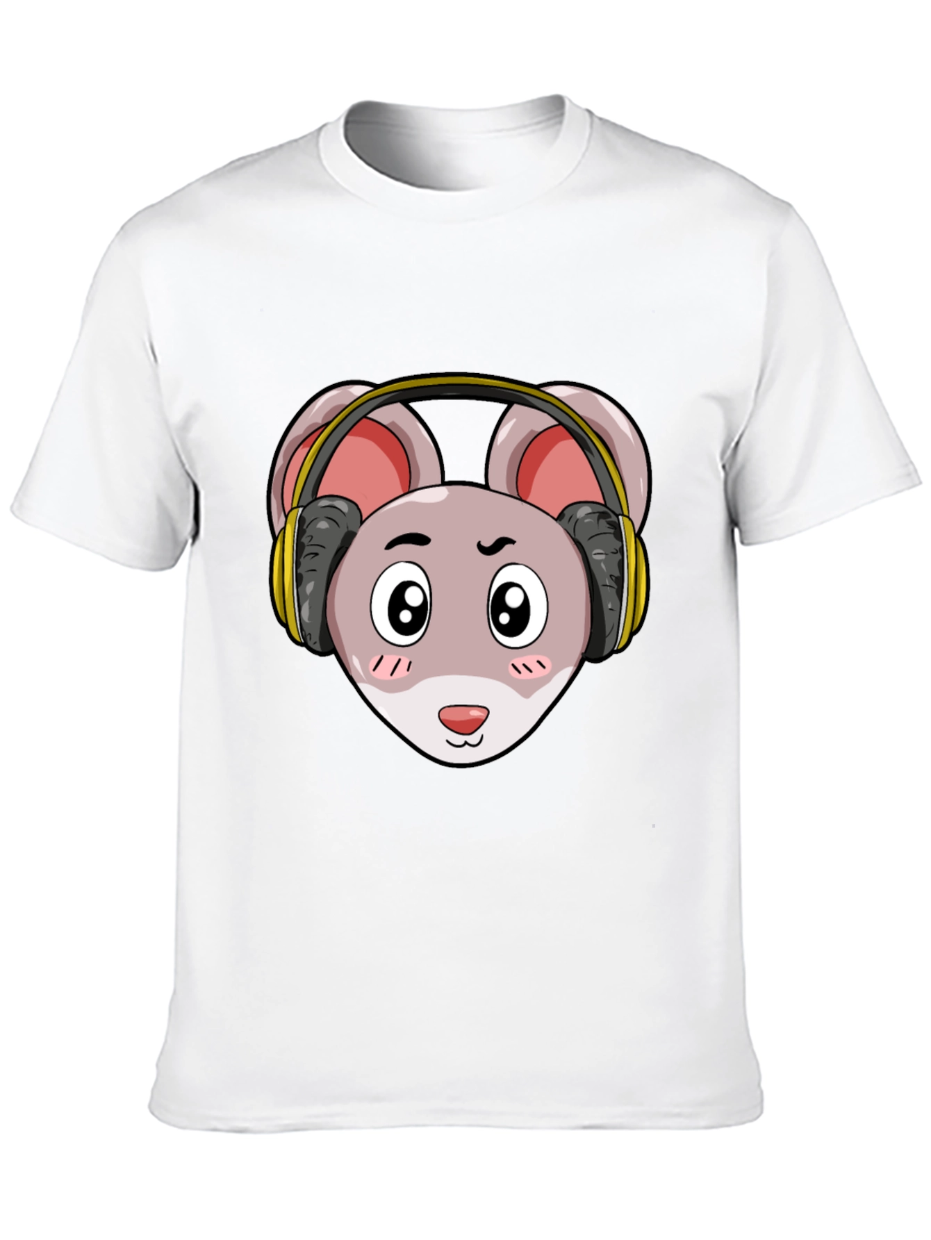 Cartoon Mouse T-Shirt with Headphones