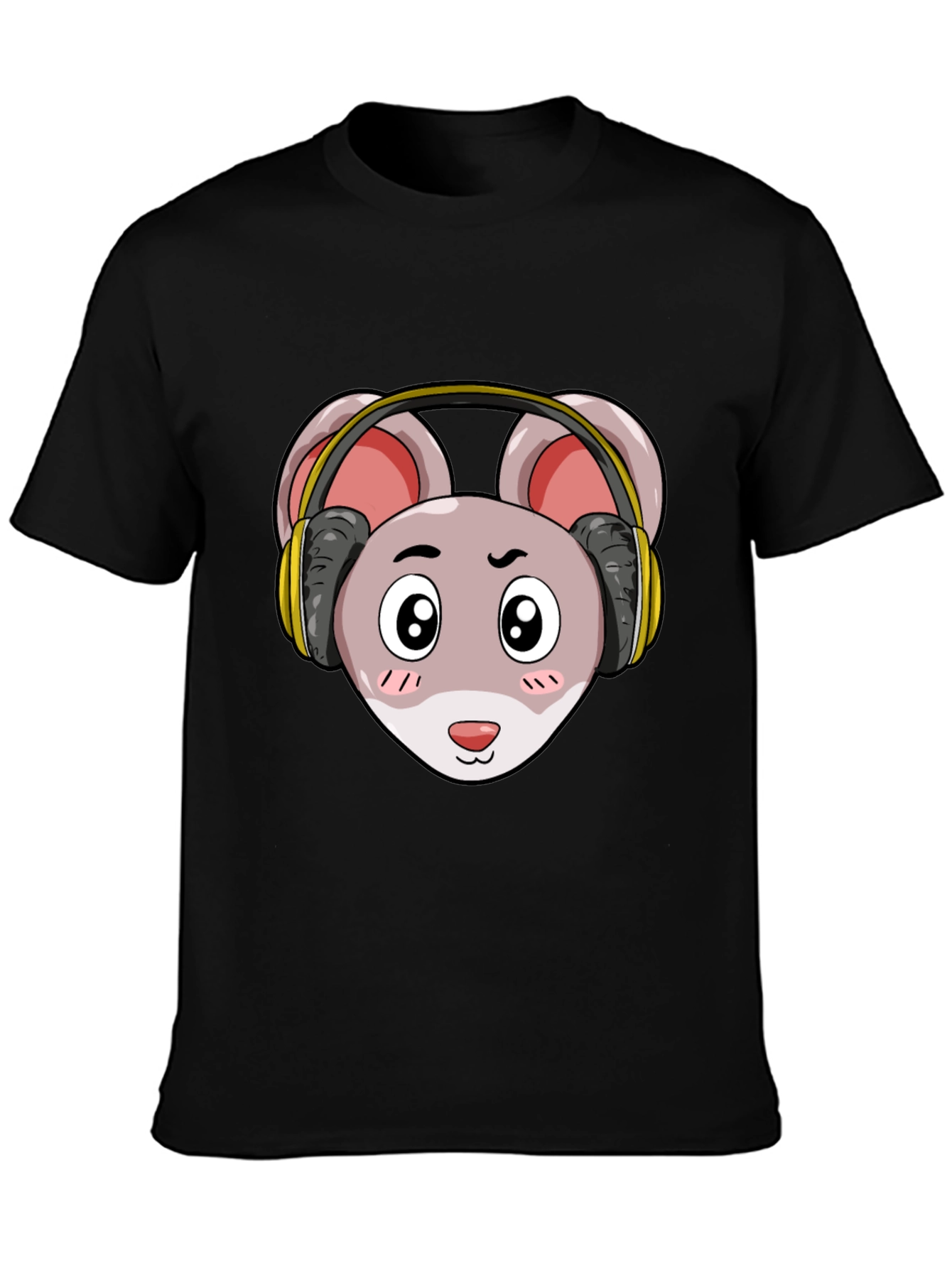 Cartoon Mouse T-Shirt with Headphones