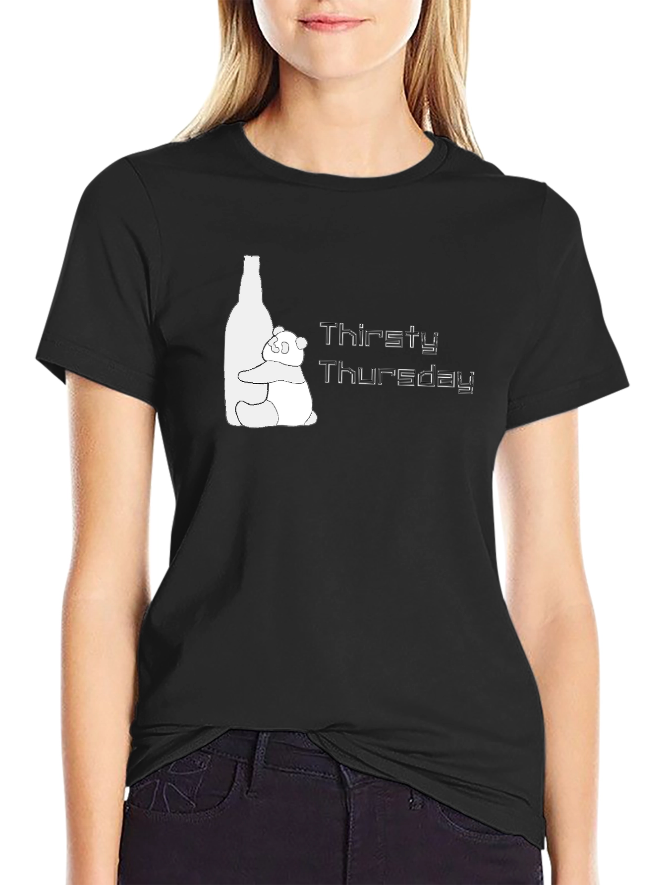 Thirsty Thursday Graphic Tee - Panda & Bottle Design