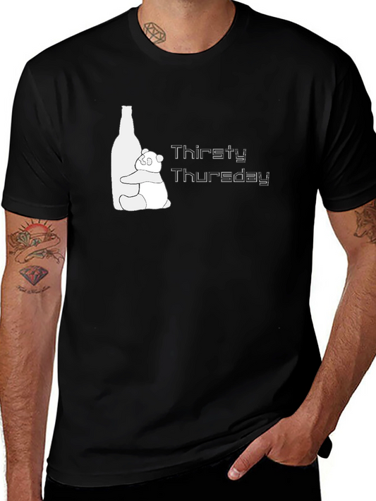 Thirsty Thursday Graphic Tee - Panda & Bottle Design