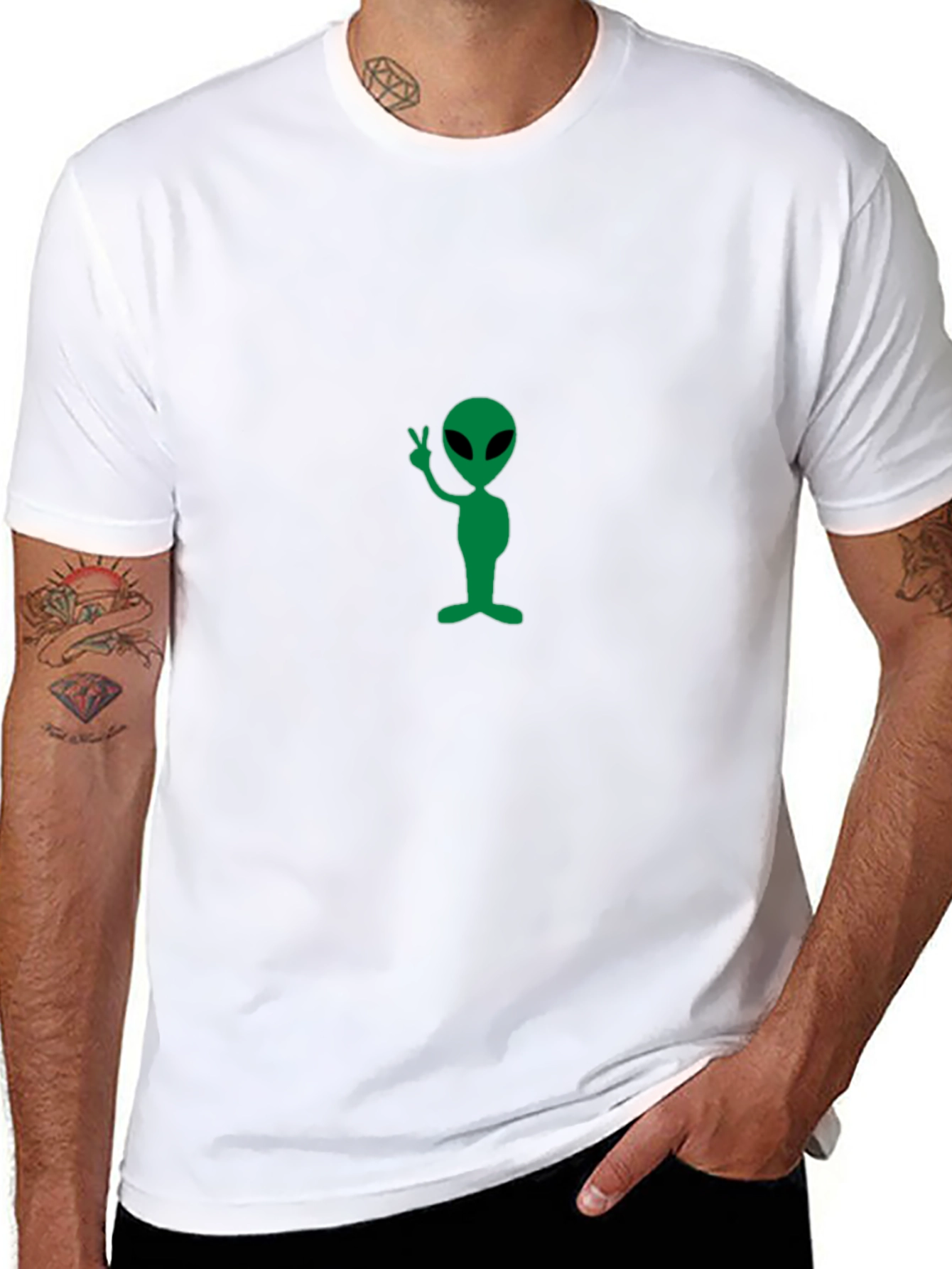Alien Peace Sign Black T-Shirt