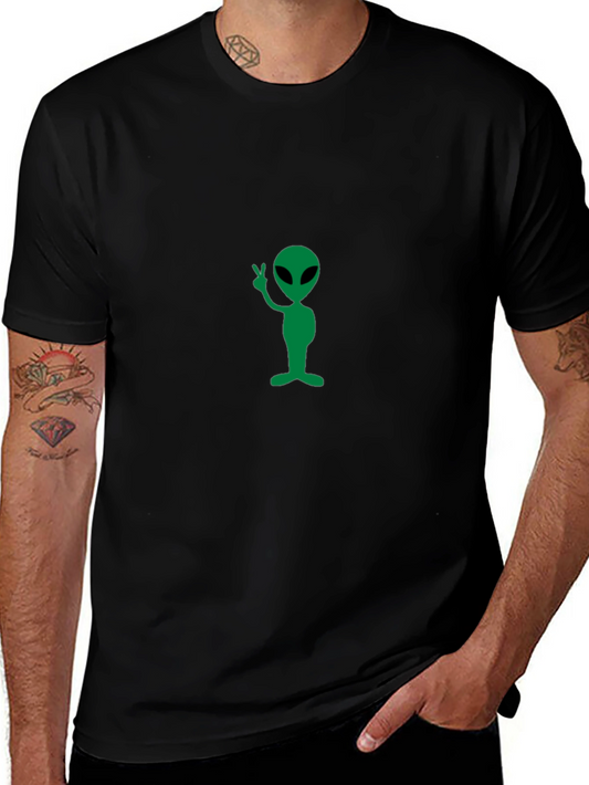 Alien Peace Sign Black T-Shirt