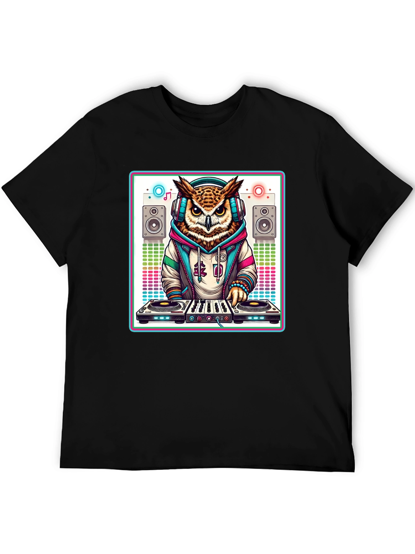 DJ Owl Graphic Tee - Cool Party Animal Shirt