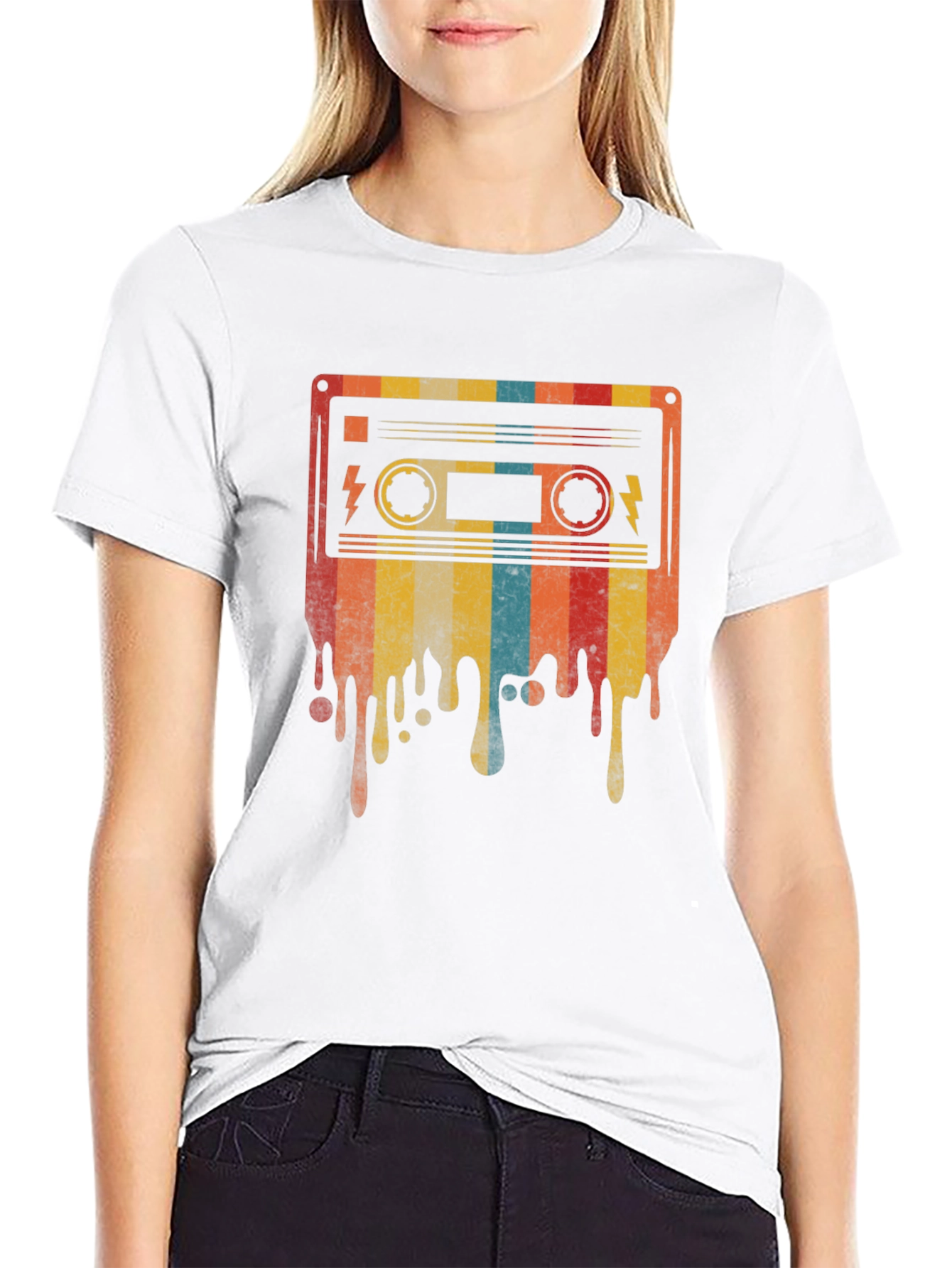 Retro Cassette Tape Drip Graphic T-Shirt