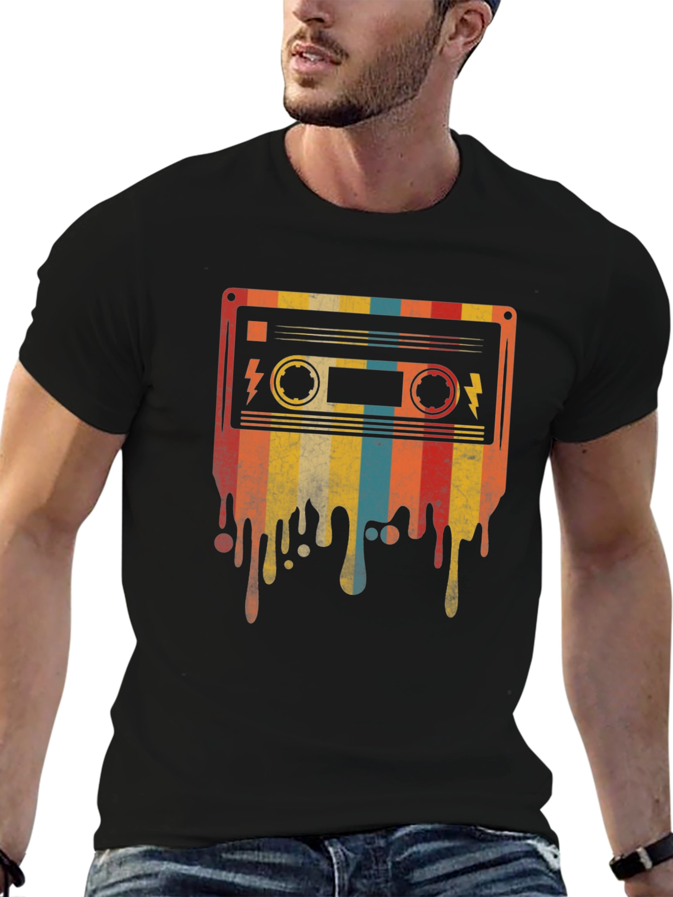 Retro Cassette Tape Drip Graphic T-Shirt