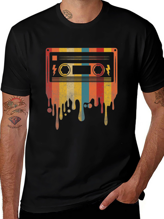 Retro Cassette Tape Drip Graphic T-Shirt