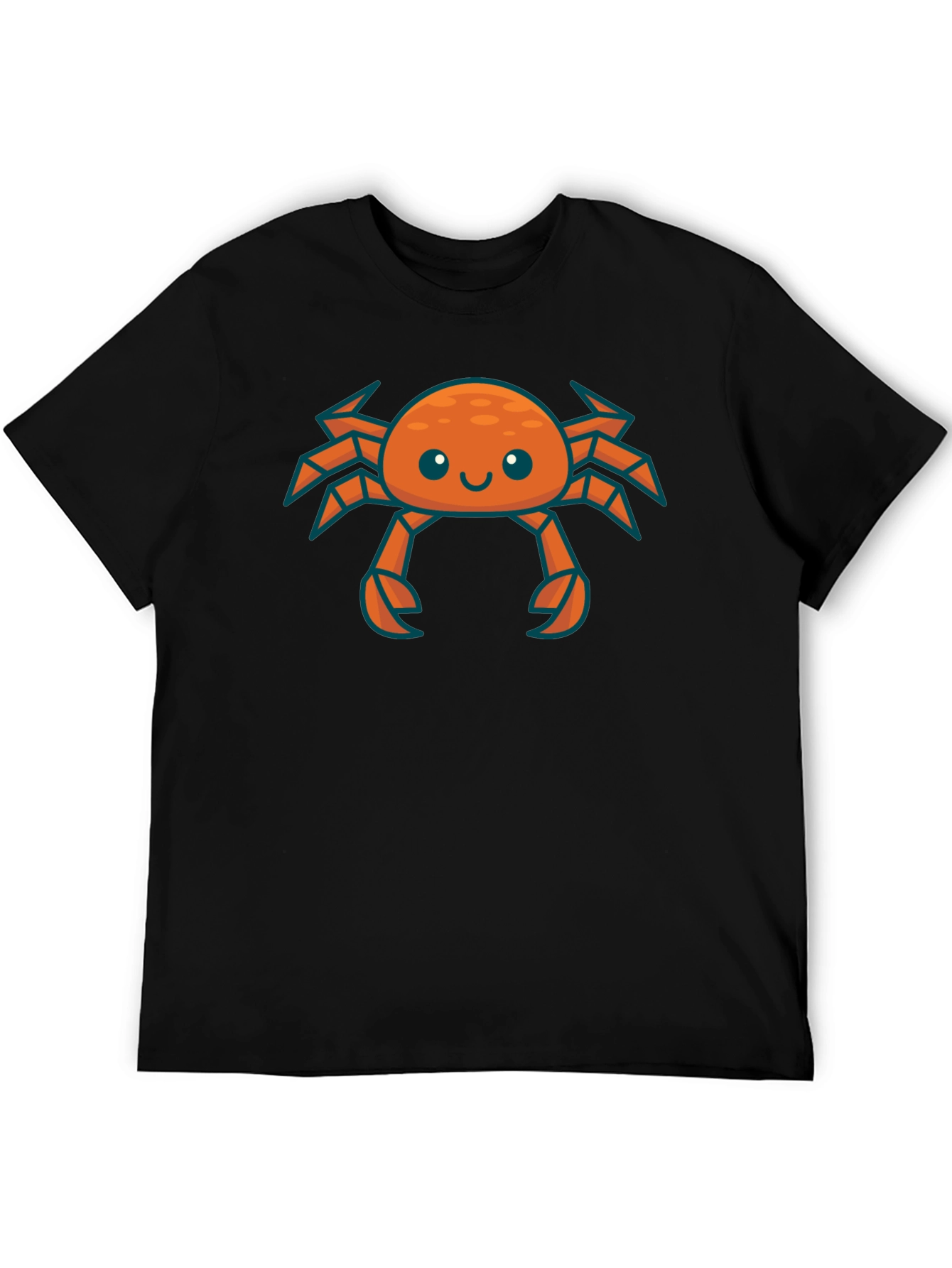 Cute Crab Graphic Tee - Black Cotton T-Shirt