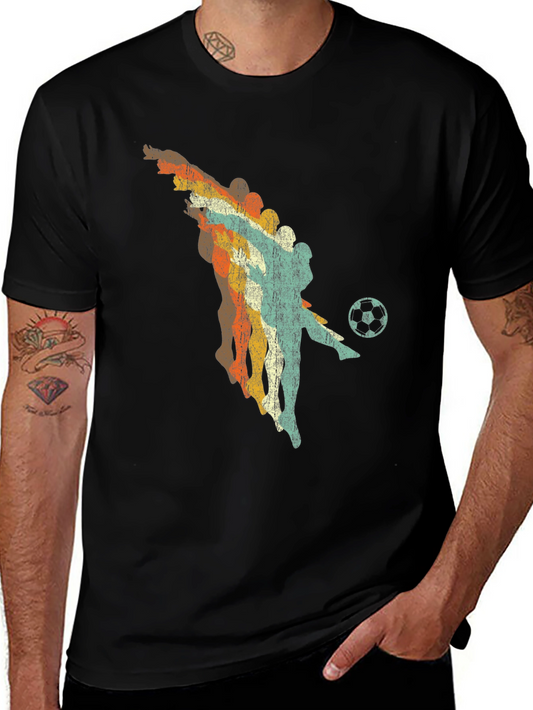 Retro Soccer Player Black Graphic Tee