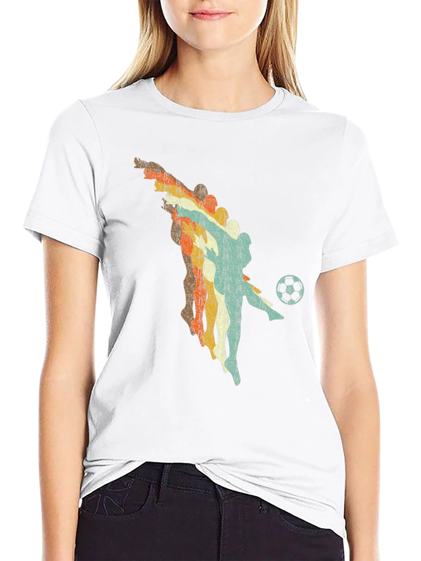 Retro Soccer Player Black Graphic Tee