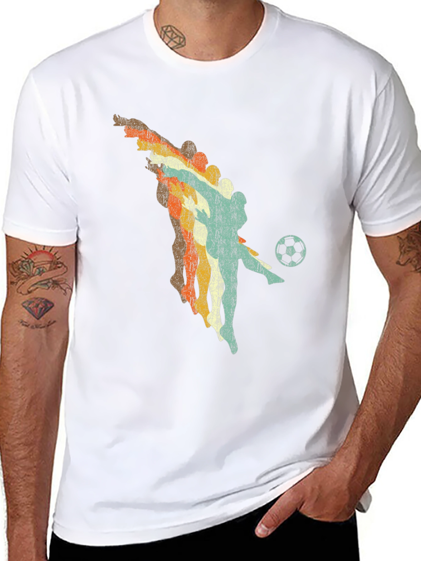 Retro Soccer Player Black Graphic Tee