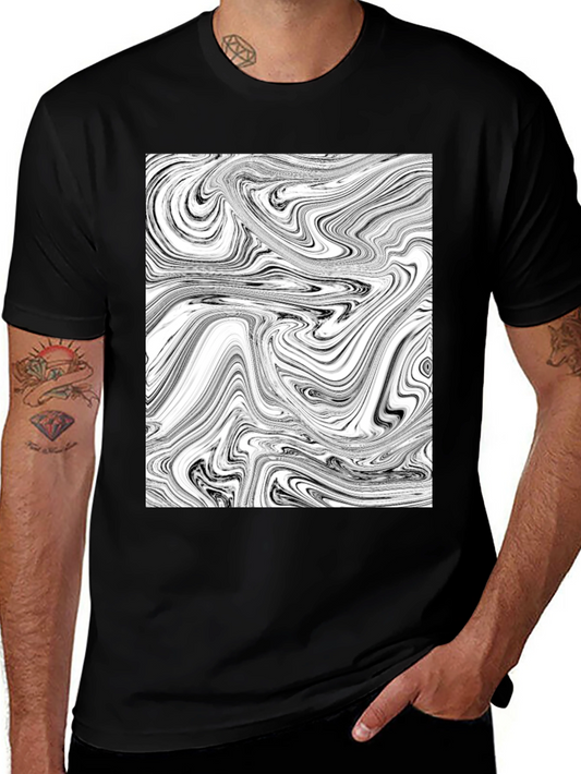 Abstract Swirl Graphic Black T-Shirt