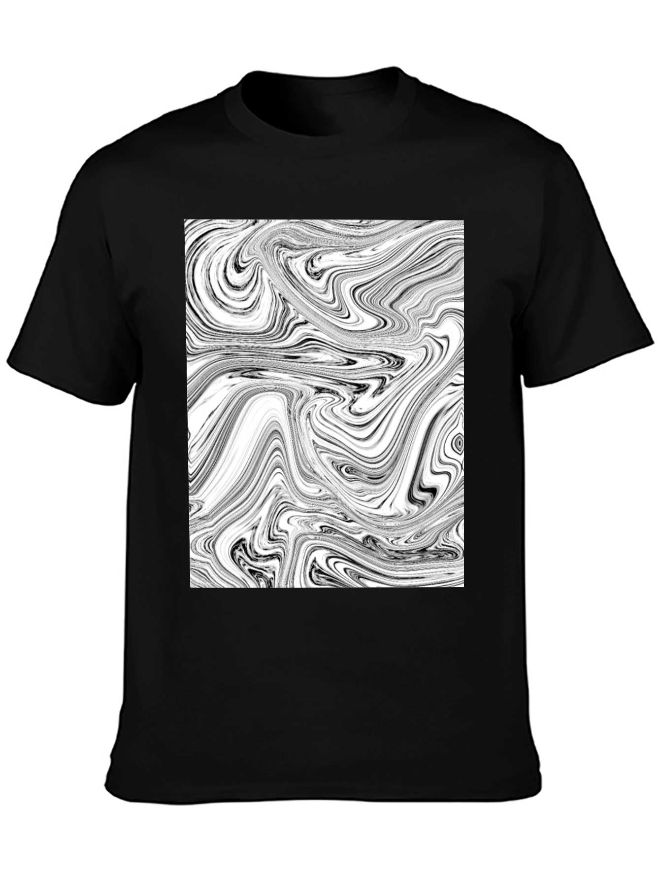 Abstract Swirl Graphic Black T-Shirt