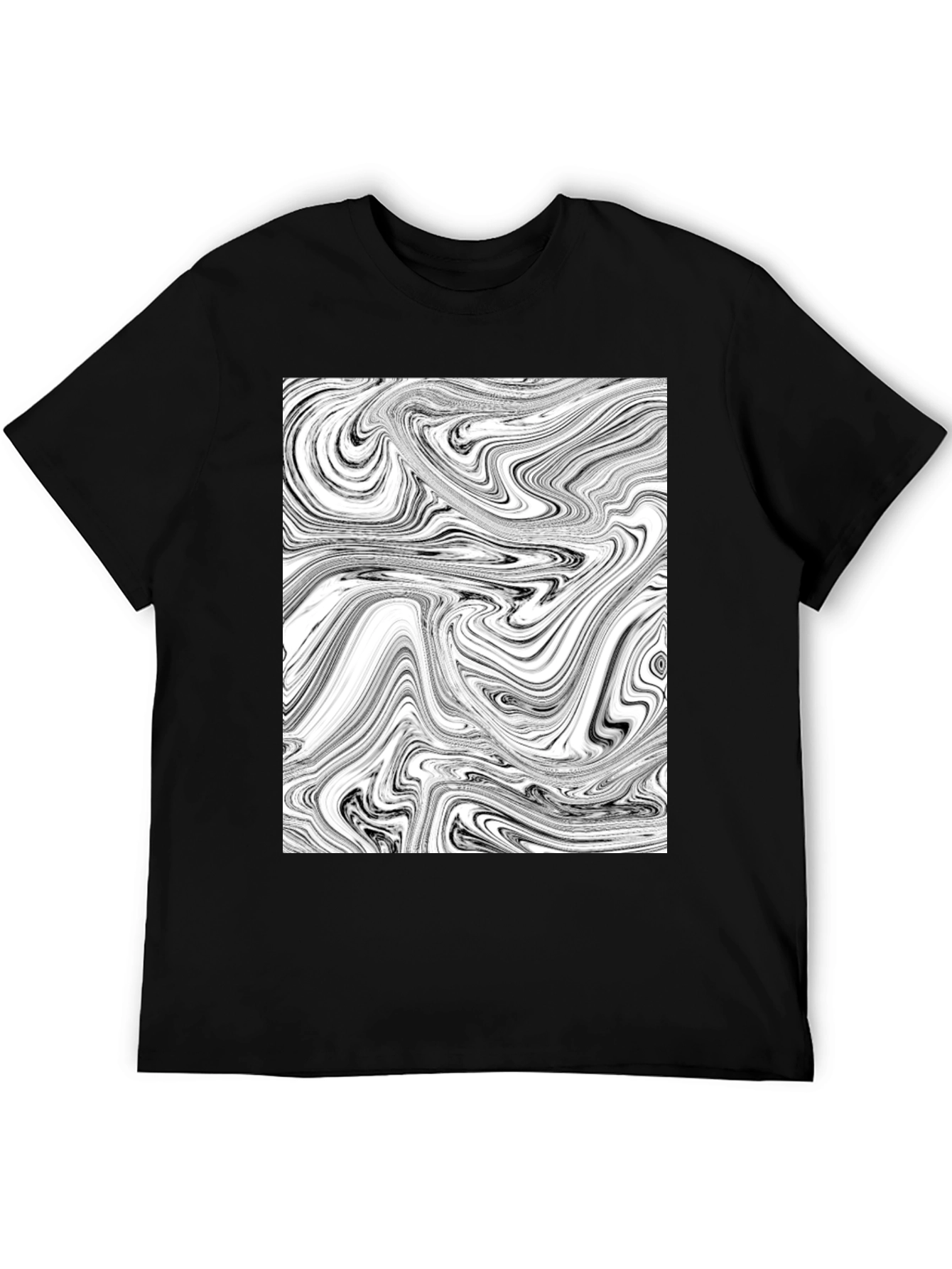 Abstract Swirl Graphic Black T-Shirt